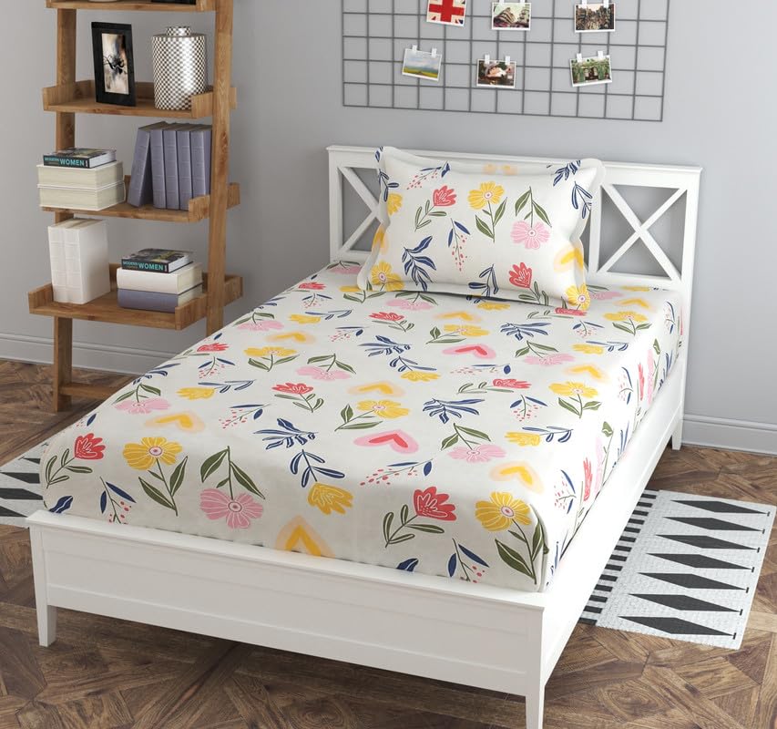CLICKCART Glace Cotton Prime Collection Ultrasoft Skin Friendly Printed Flat Single Bedsheet with 1 Pillow Cover (60 x 90 Inch) - White Pattiyan Safari Single1 (B0D8JGFZM9) Amazon Price History, Amazon Price Tracker