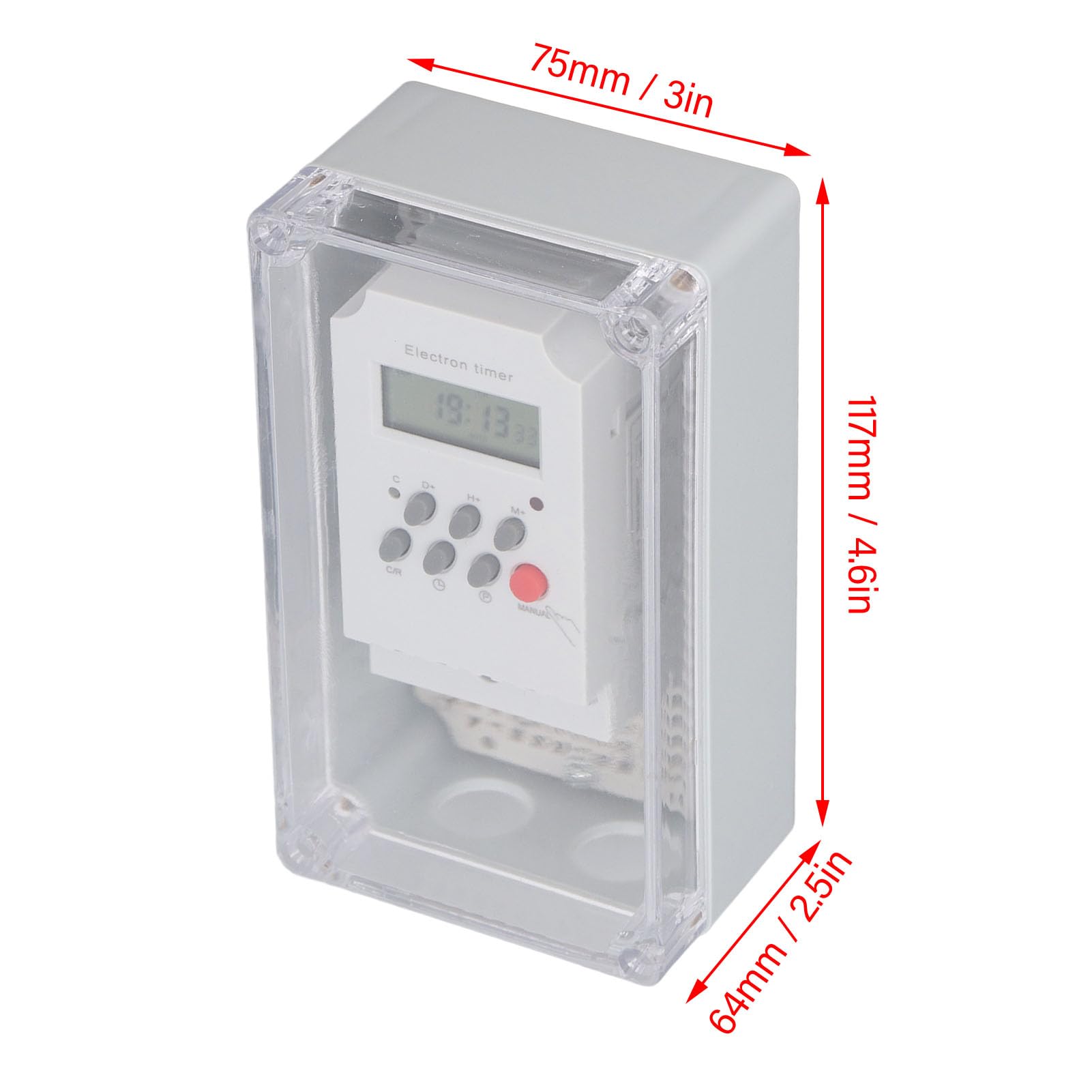 Schwimmbadpumpen-Timer, wasserdichte Digitale Timer-Box, Programmierbarer Zeitsteuerungsschalter für Heizungs-Spa-Motor (Wechselstrom .220V)