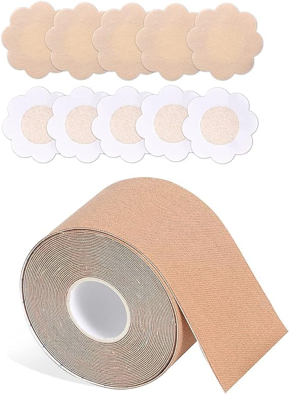 updesh Boob Tape Kit 1 Pack, Breast Tape Lift Breathable Boobytape (Skin Friendly), Bra Tape, Nipple Tape for Large Breasts, Beige, Beige, 1 Pack-picture-29