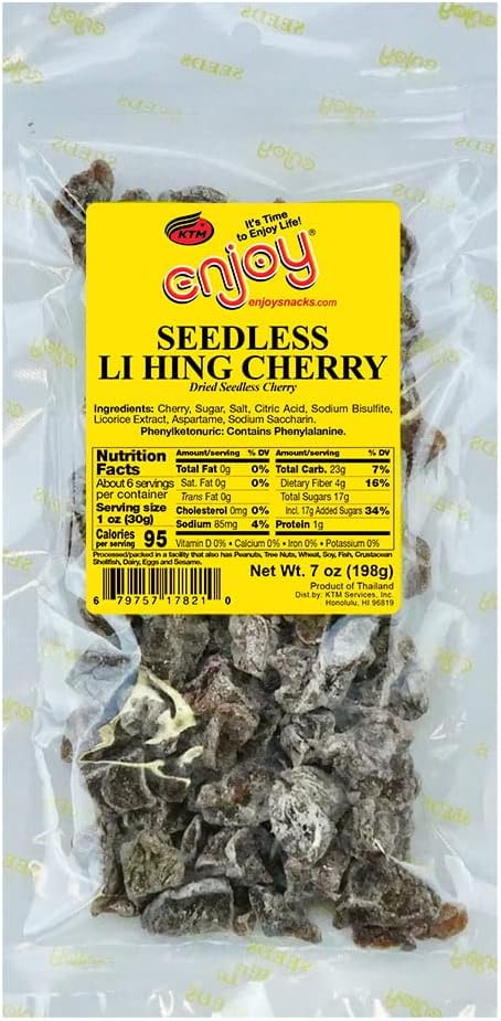 Enjoy Hawaii Seedless Li Hing Cherry 7 Ounce Bag
