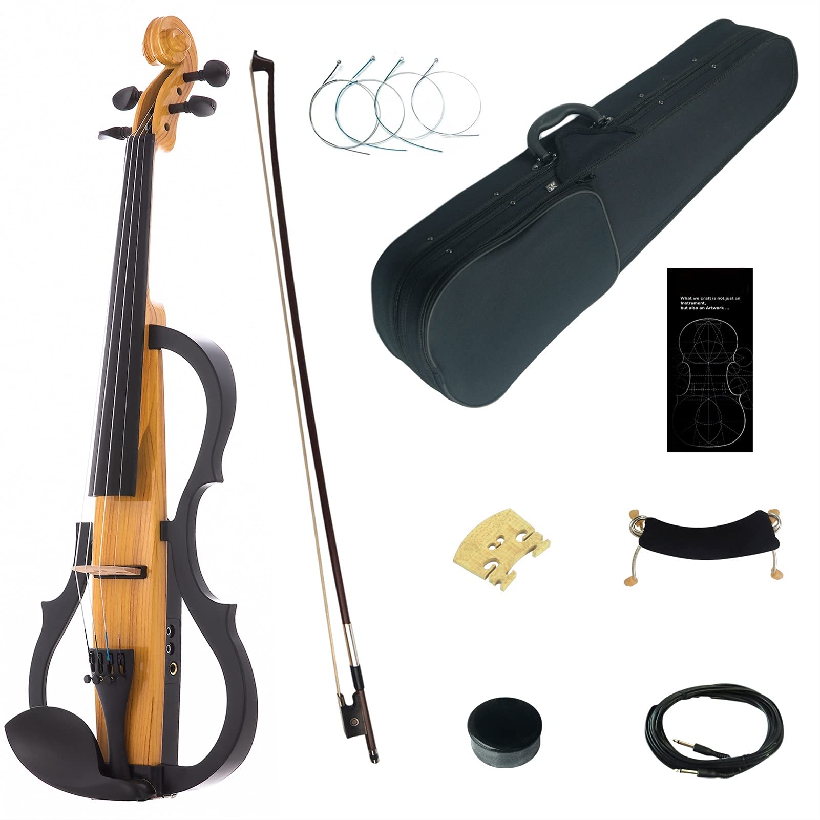 Cello Kit 4/4 Full-Size Spruce Top Premium 3-Band Balanced Electronic/Silent Violin with Ebony Accessories Violin - Image 2