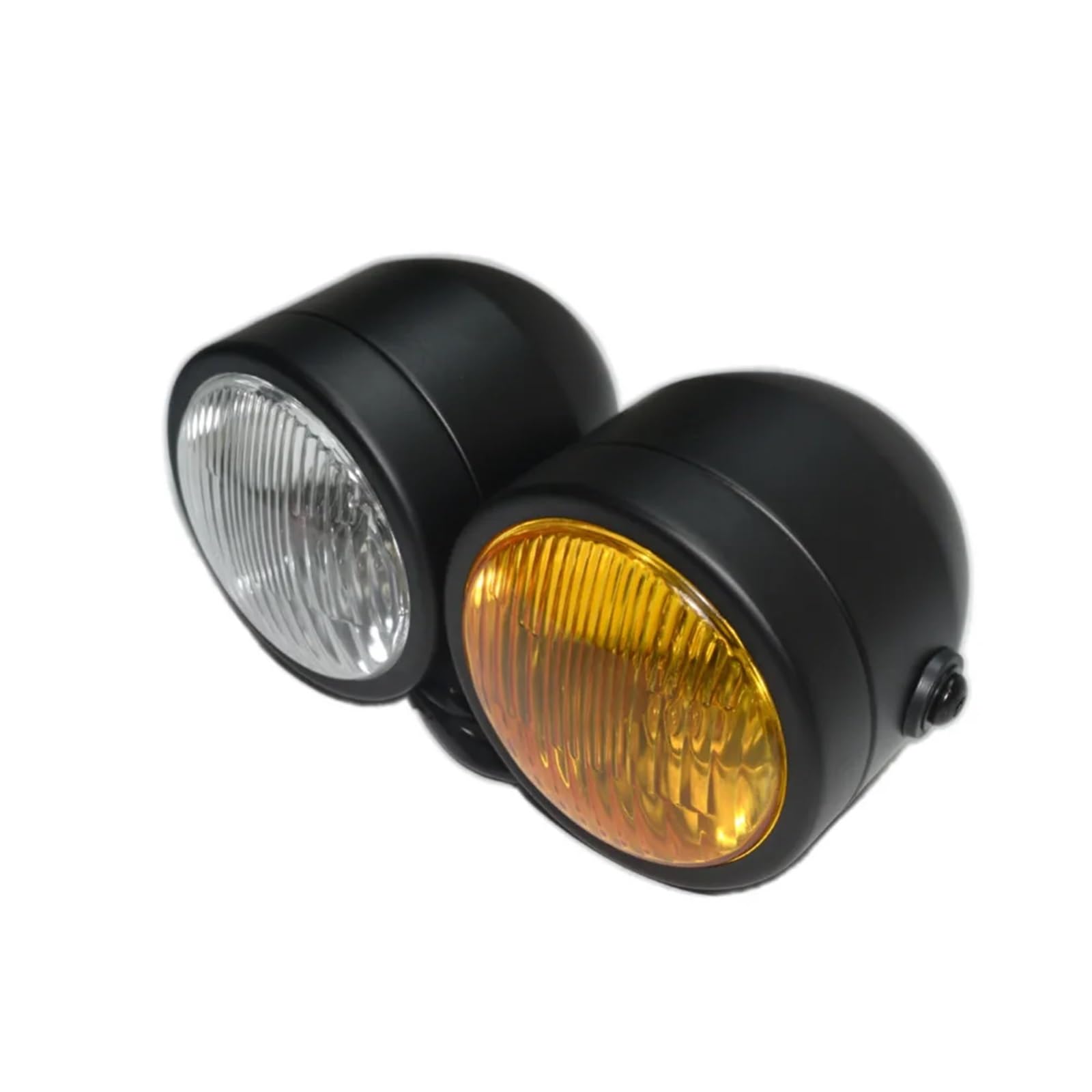 Motocykl Head Light Czarna Obudowa Przezroczysta Z Bursztynową Soczewką Motocykl 4 "Dominator Podwójna Podwójna Okrągła Żarówka Do Przedniego Reflektora Lampa H4 Dirt Bike przednie światła