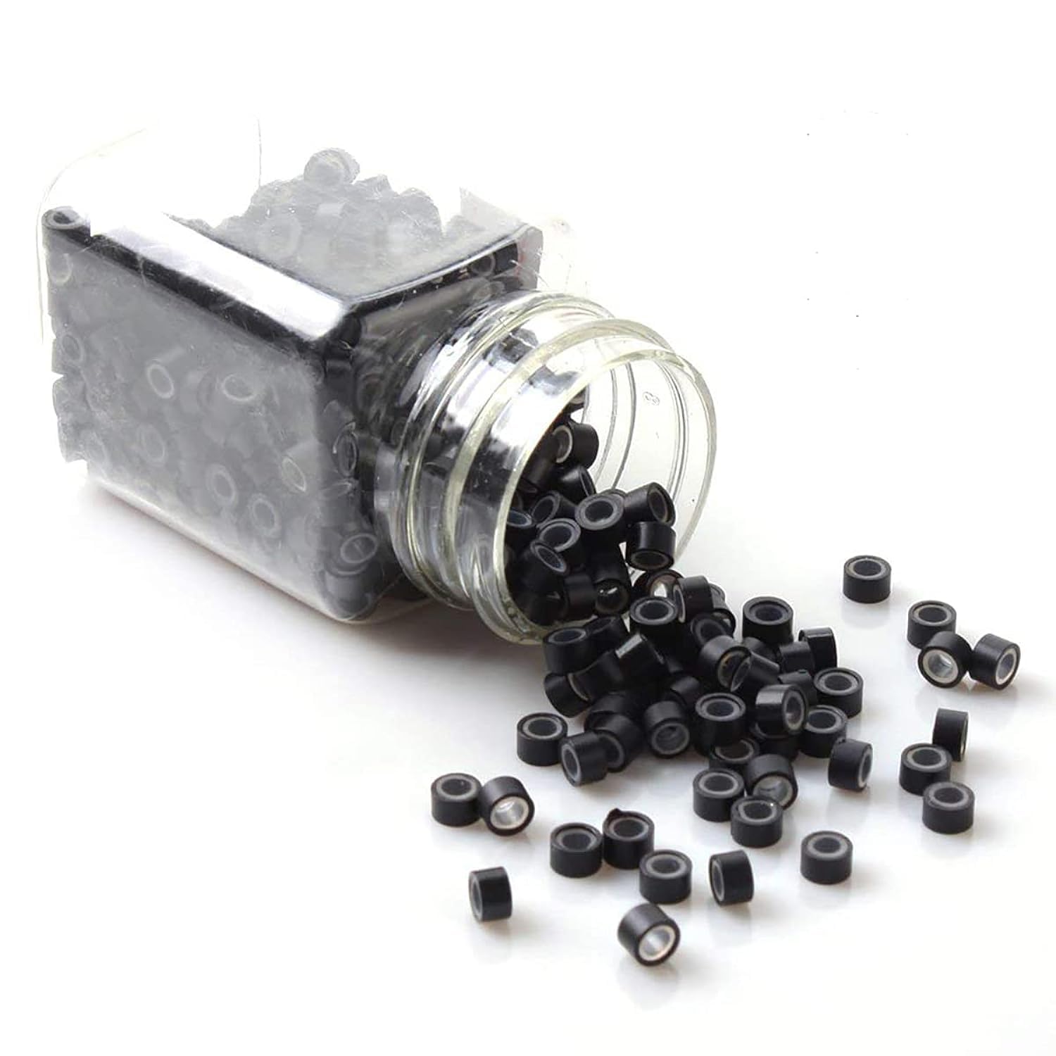 Yesurprise 1000 Silicone Micro Link Rings 5mm Lined Beads for Hair Extensions Tool Black ââ‚¬¦-image-19