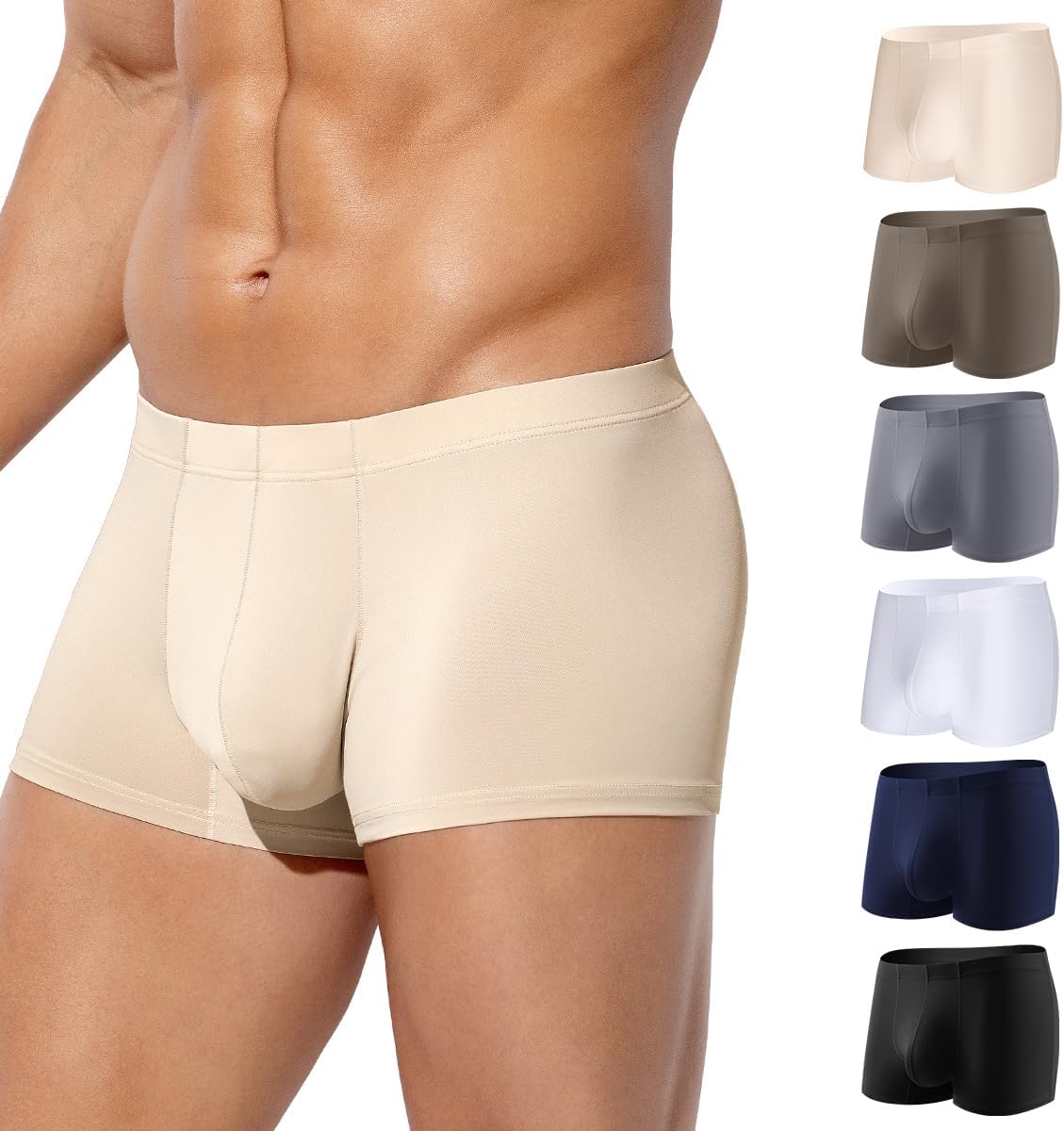 Arjen Kroos Men's Boxer Briefs, Sexy Silky Breathable Ice Silk Mens Trunks Underwear, Underwear for Men 6 Pack