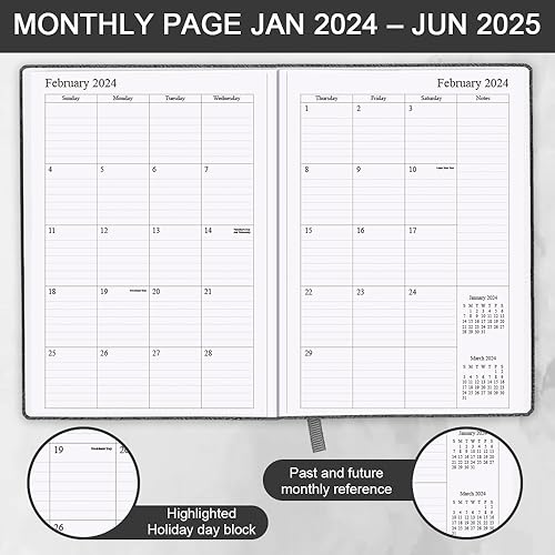 Miniatura 3 de Agenda 2024-2025  18 meses (ahora - 25 de junio) Agenda académica 5.8 x 8.5 pulgadas, agenda semanal y mensual 2024-2025 con soporte para bolígrafo,