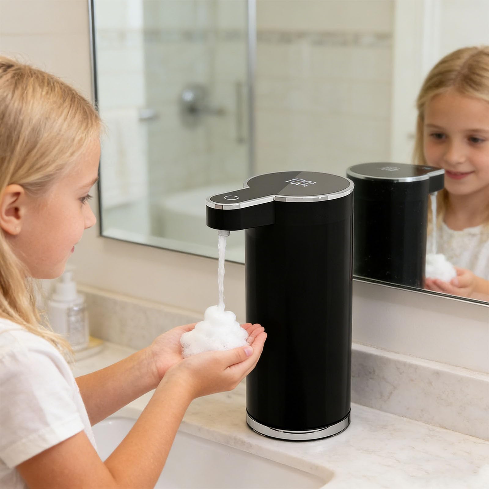 Dispensador de jabón de espuma de 1,5 W, bajo consumo de energía, funciona con varias fórmulas líquidas, dispensador de jabón de espuma higiénica