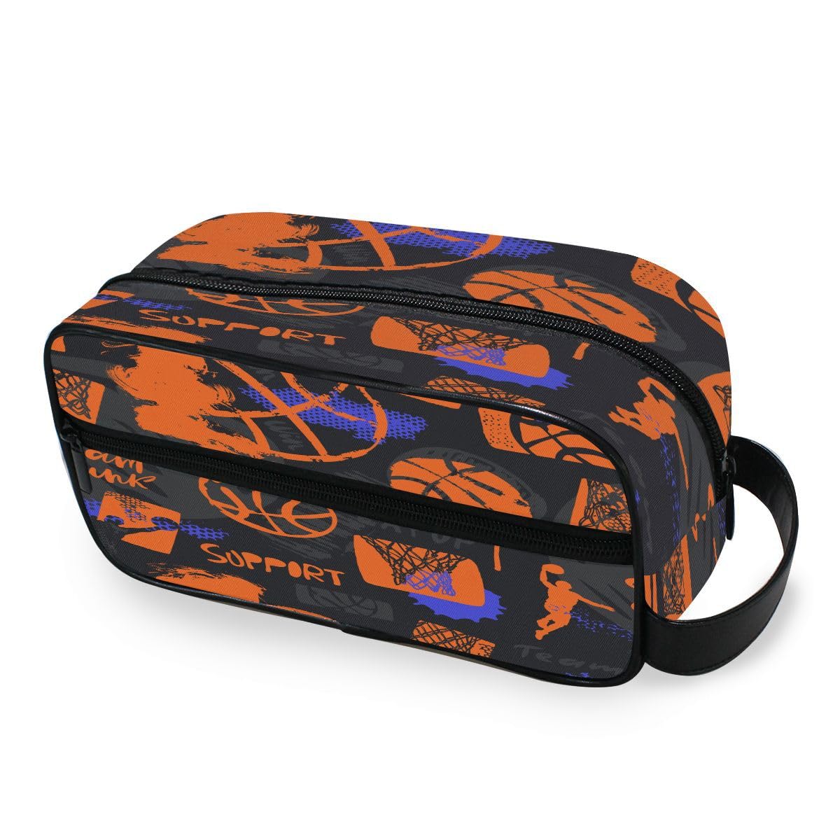 HMZXZ Bolsa de aseo portátil para deportes, baloncesto, volantes, bolsa de lavado de viaje, bolsa de cosméticos multifunción, bolsa de maquillaje, bolsa de almacenamiento para mujeres, hombres, niños y
