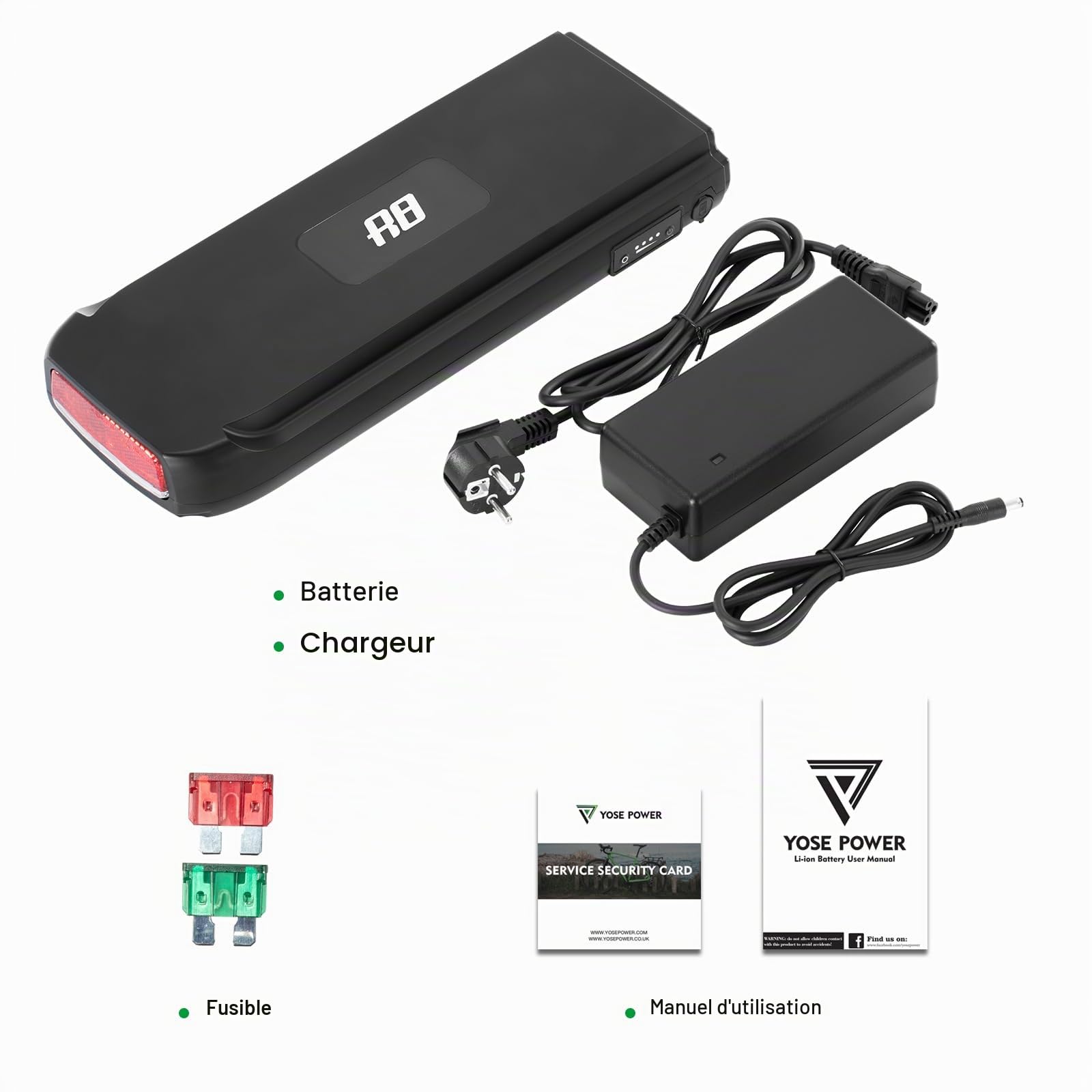 YOSE POWER Batterie de Vélo Électrique Joycube SF-03 36V 12.8Ah pour Moteur 250W/350W/500W/700W – Compatible Phylion Fischer Bagier Pedelec