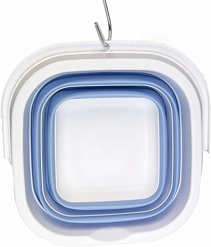 Miniatura 4 de SAMMART Cubo de limpieza rectangular plegable de 5 litros (1.3 galones), plegable, para camping, playa, arena, agua, tina portátil que ahorra