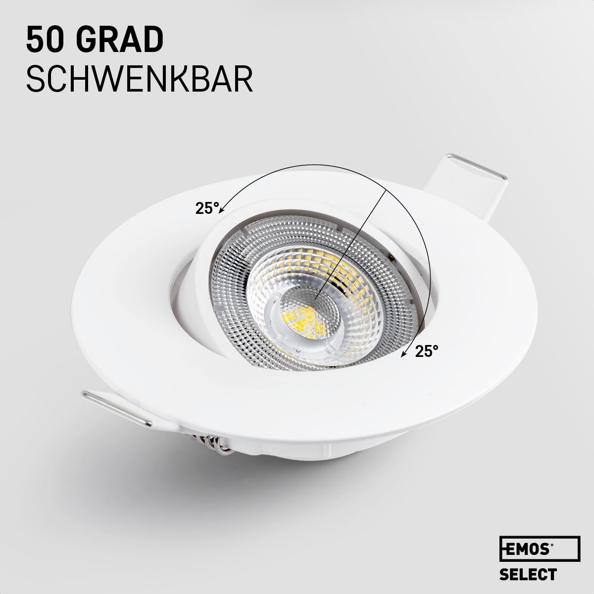 EMOS LED Einbaustrahler 230V 5W / 450lm 50° schwenkbar LED Deckenleuchte Einbauleuchte Neutralweiß 4000K 12er Set Deckenstrahler für Innen extra flach rund Farbe Weiß