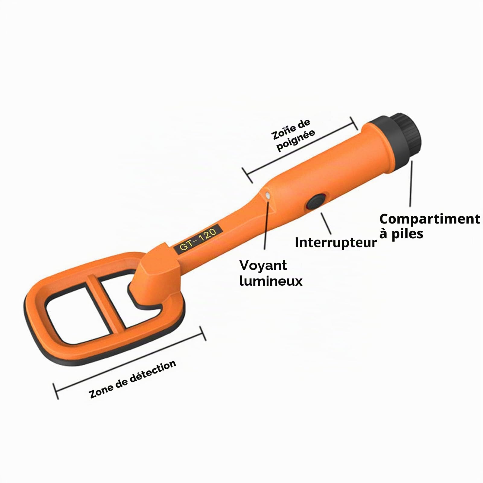 Détecteur de Métaux Coil Portable, Findeur de Pièces sous-Marines Portable 9.84ft IP68 Treasure Scanner Locator Finder Gold Light LED, pour Les Fonds Marins du Lac (Orange)