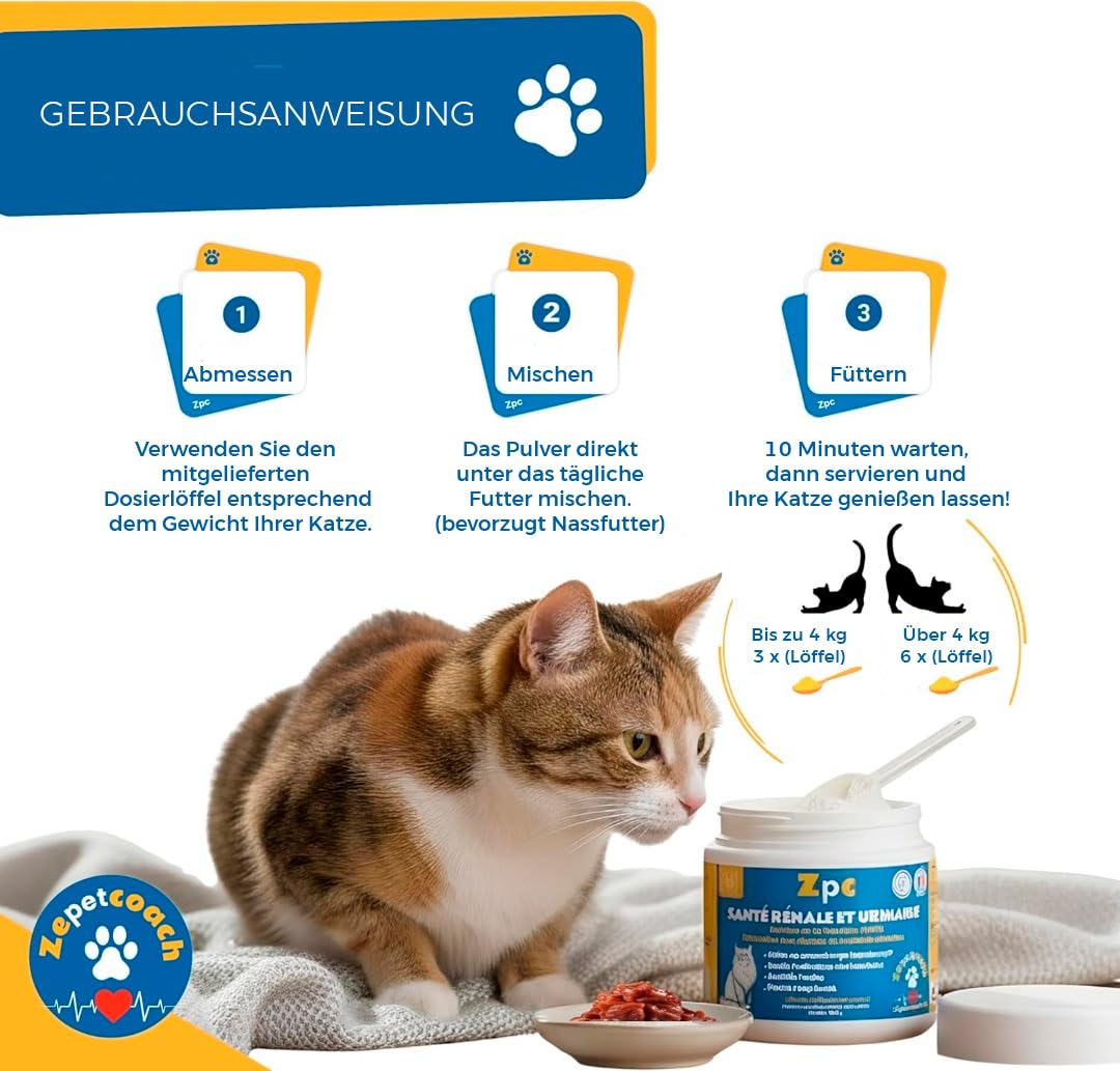 Harn- & Nierengesundheit für Katzen – ZPC – Cranberry, D-Mannose, Chitosan & L-Methionin – Vorbeugung von Blasenentzündung & Harnsteinen – 250 g
