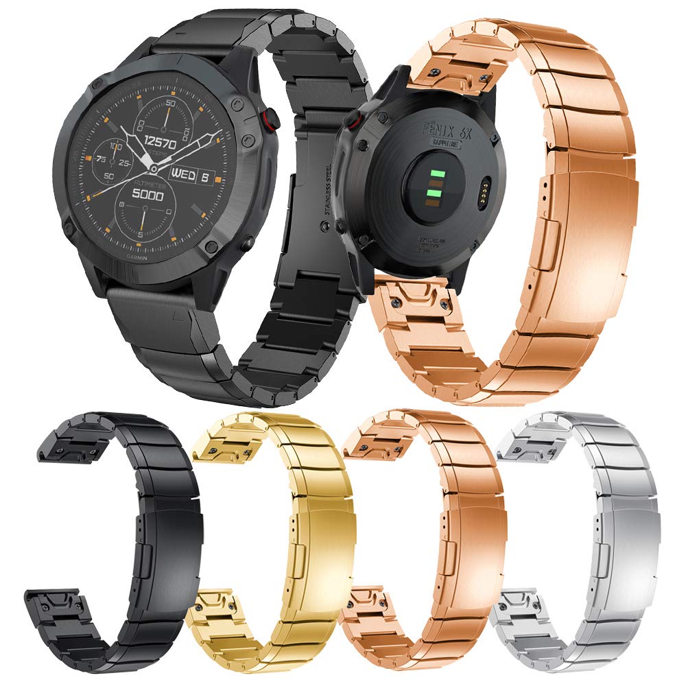 AISPORTS 20mm Quick Fit Uhrenarmband Kompatibel mit Garmin Fenix 7S/6S/6S Pro/5S/5S Plus Armband Edelstahl Sportarmband Armband Ersatzarmband für Garmin Instinct 2S/D2 Delta S/Descent Mk2S