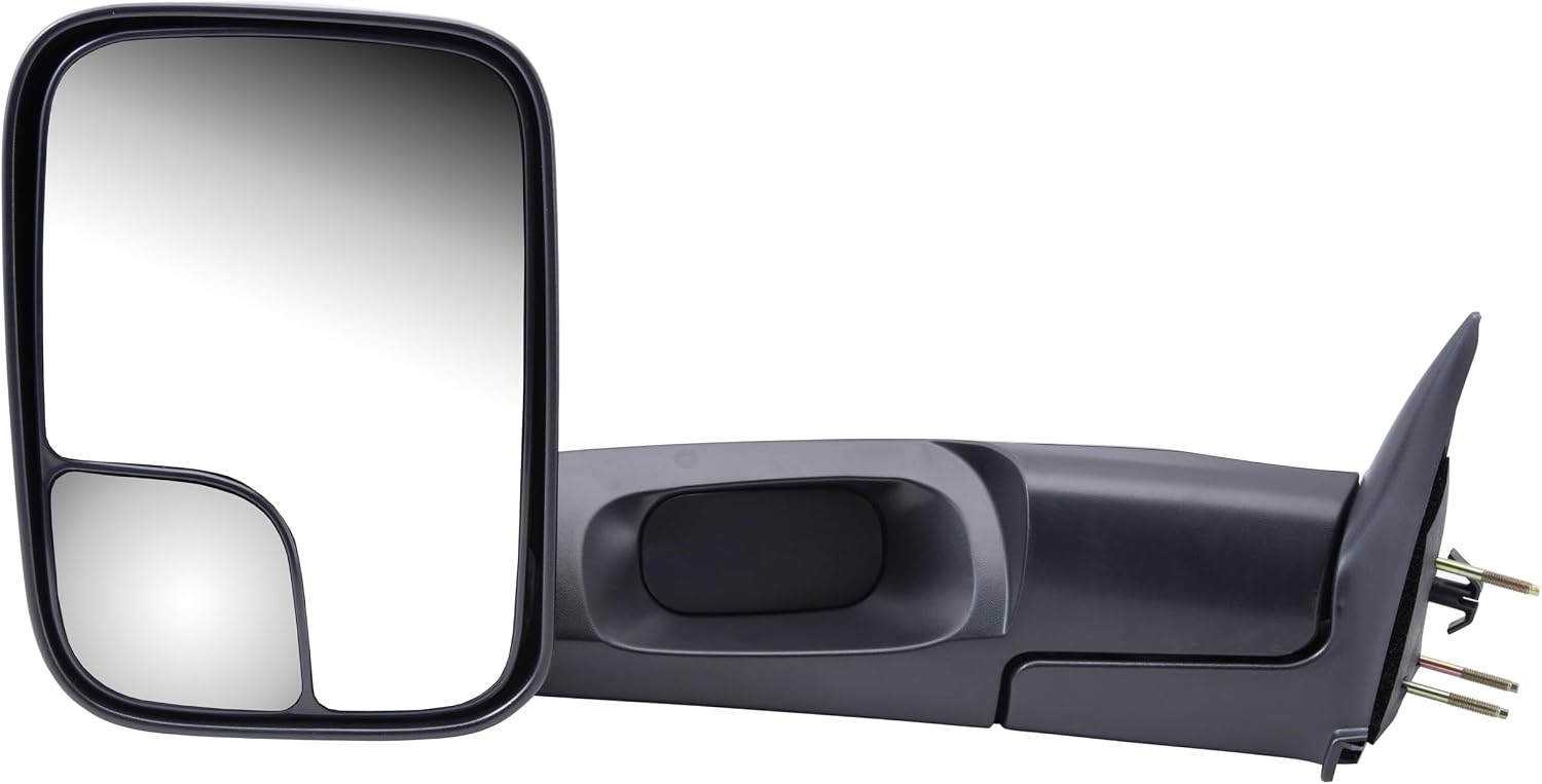 Brock Replacement Driver Manual Side Tow Mirror 7x10 Flip-Up with Mounting Bracket Compatible with 1994-2001 1500 1994-2002 2500 3500 Pickup Truck 55156335AD