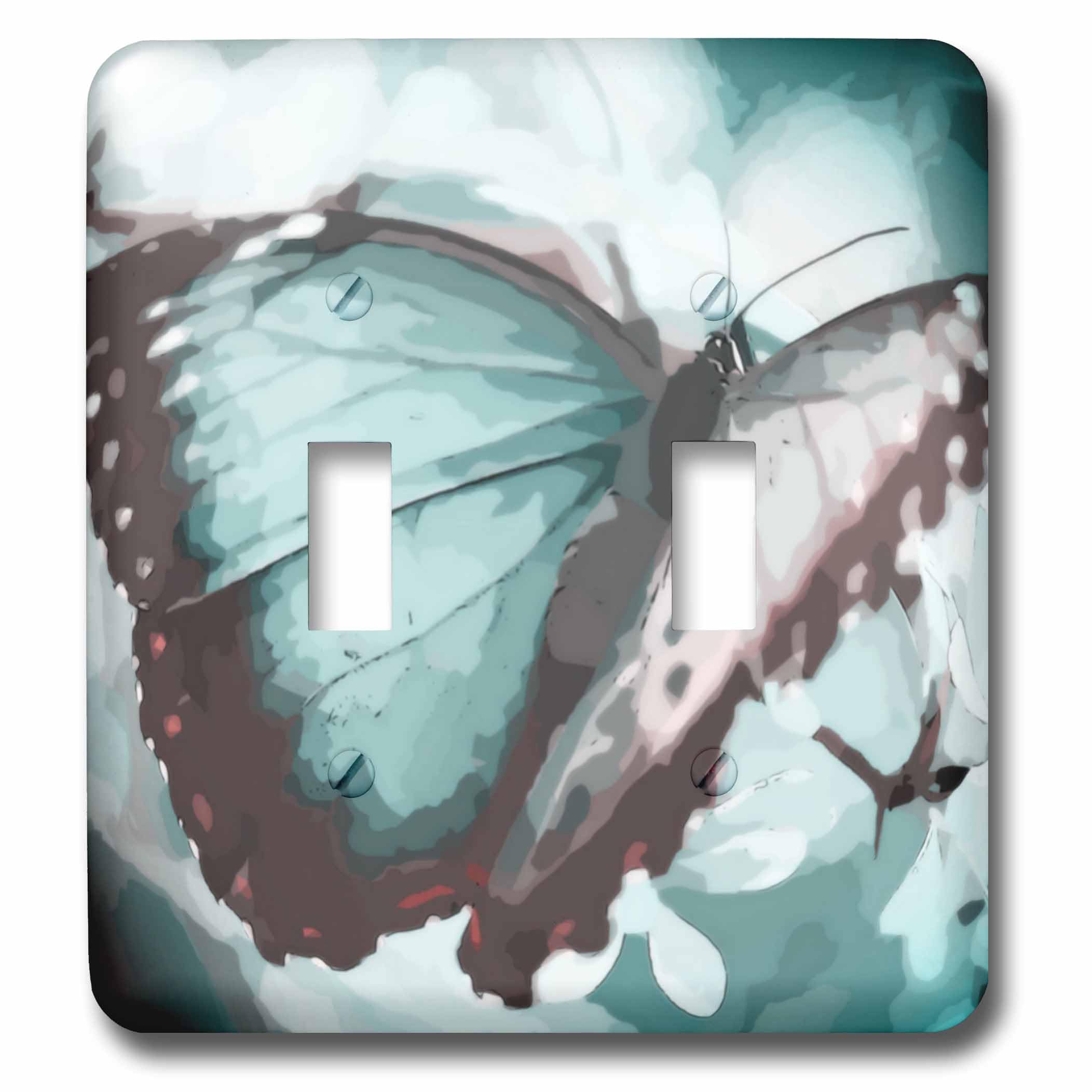 Interrupteur à baïonnette motif papillon aqua pour salon contemporain