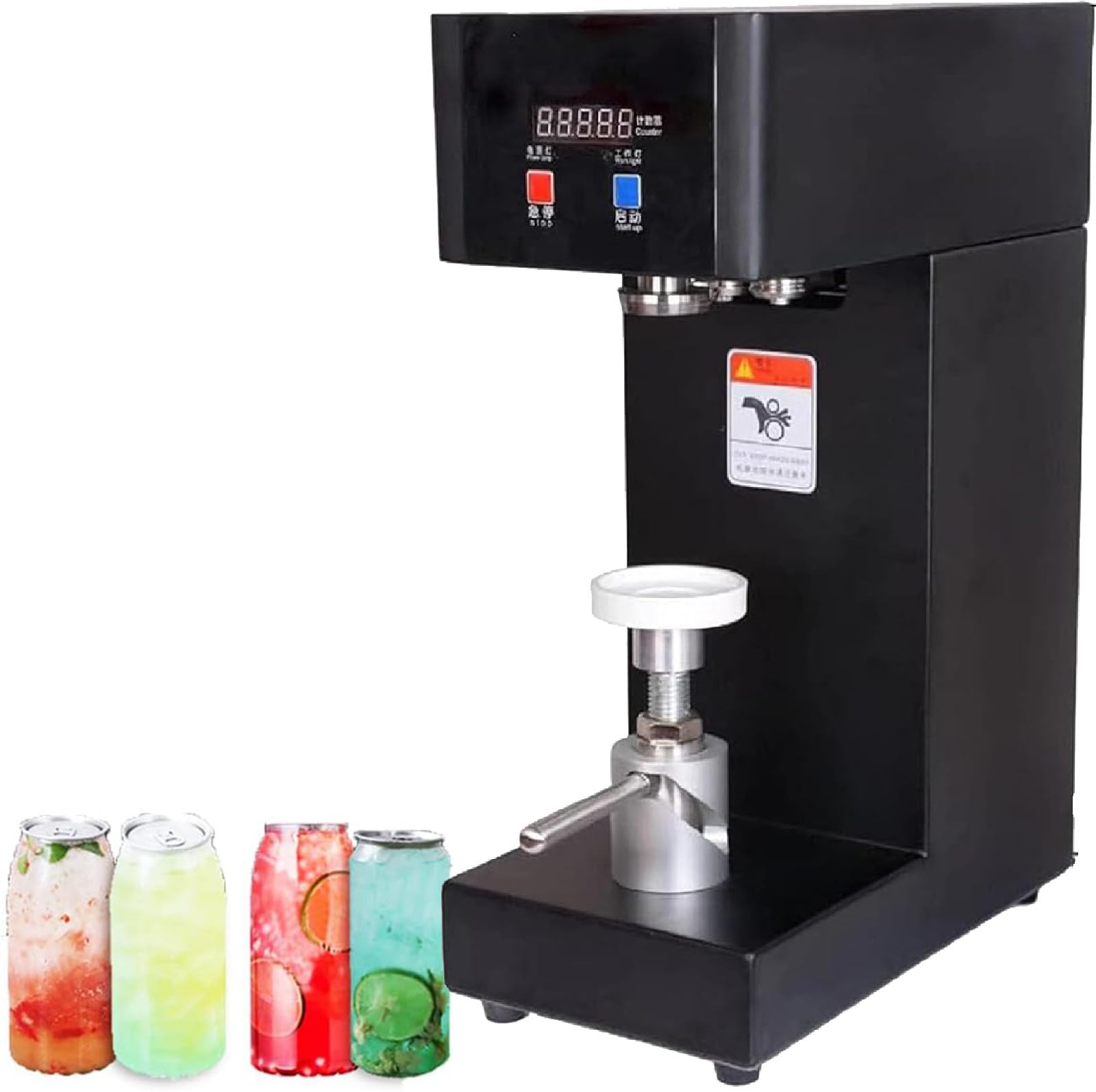 Macchina sigillatrice elettrica Commerciale da 180 W, Diametro lattine 2,2", Macchina sigillatrice per Tazze, con Display LCD, per sigillare Bottiglie di plastica/Vetro/Latta Black