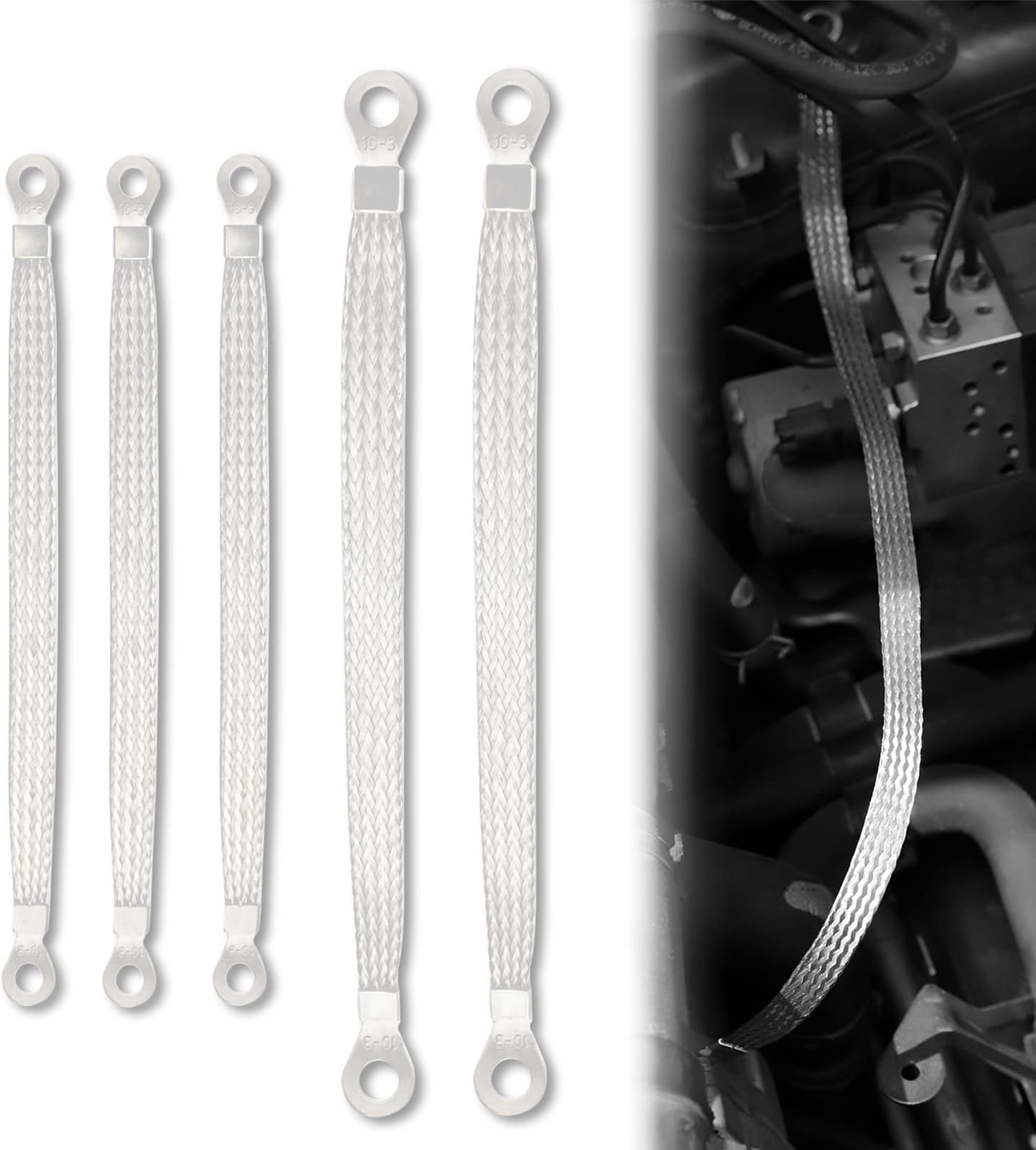 HENGCOOL Universal Automotive Braided Ground Straps, Tinned