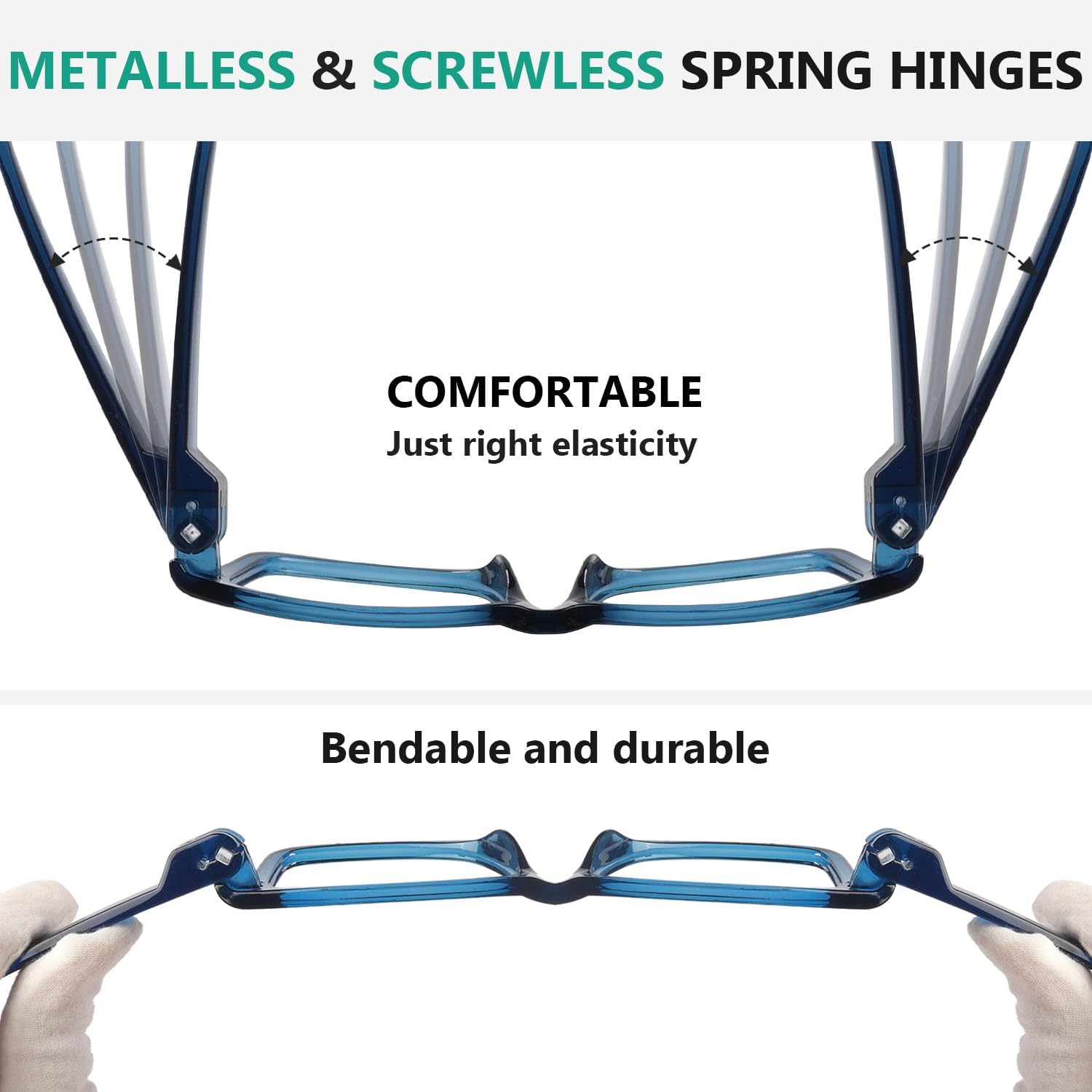 Eyekepper 6 Pack Metalless Blue Light Blocking Reading Glasses with Screwless Spring Hinges Oversize Computer Readers for Men