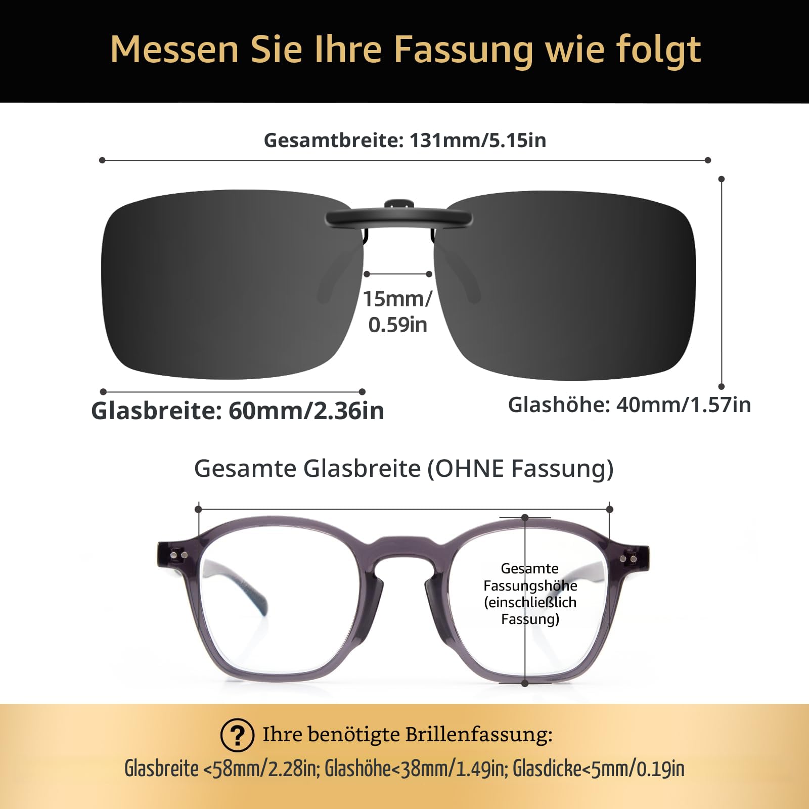 Goiteia Polarisierte Sonnenbrille Clip für Brillenträger - Sonnenbrille Zum Aufstecken Polarisiert, Sonnenbrillen Aufsatz Brille Damen Herren