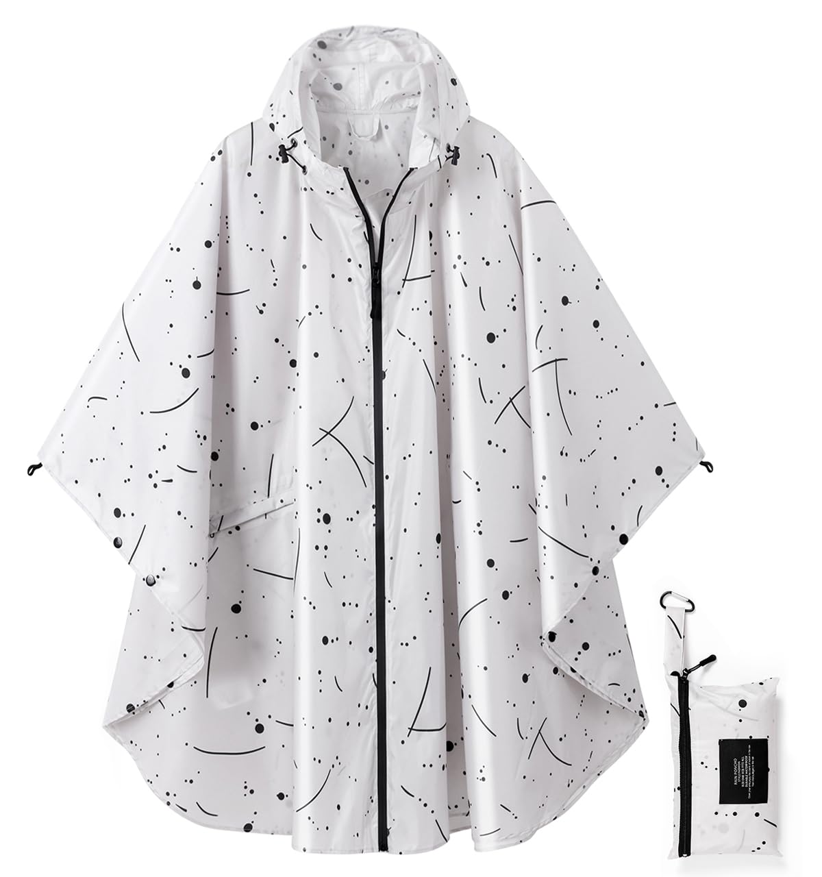 Rain Poncho Jacket Coat Hooded Zipper Style for Women/Men/Adult with Pocket
