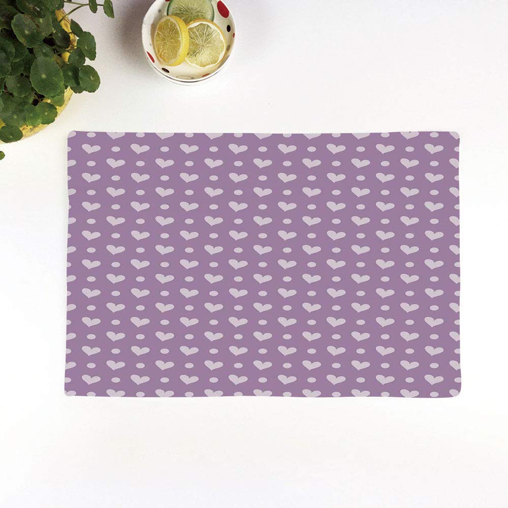 Table Mats,Purple,Valentines Day Couple Wedding Bride Inspiring Heart Icon Design Image Decorative,Lavand,Set of 4 Placemats,Heat Resistant Heat Insulation Non-slip Washable Dinner Mats slip Placemats