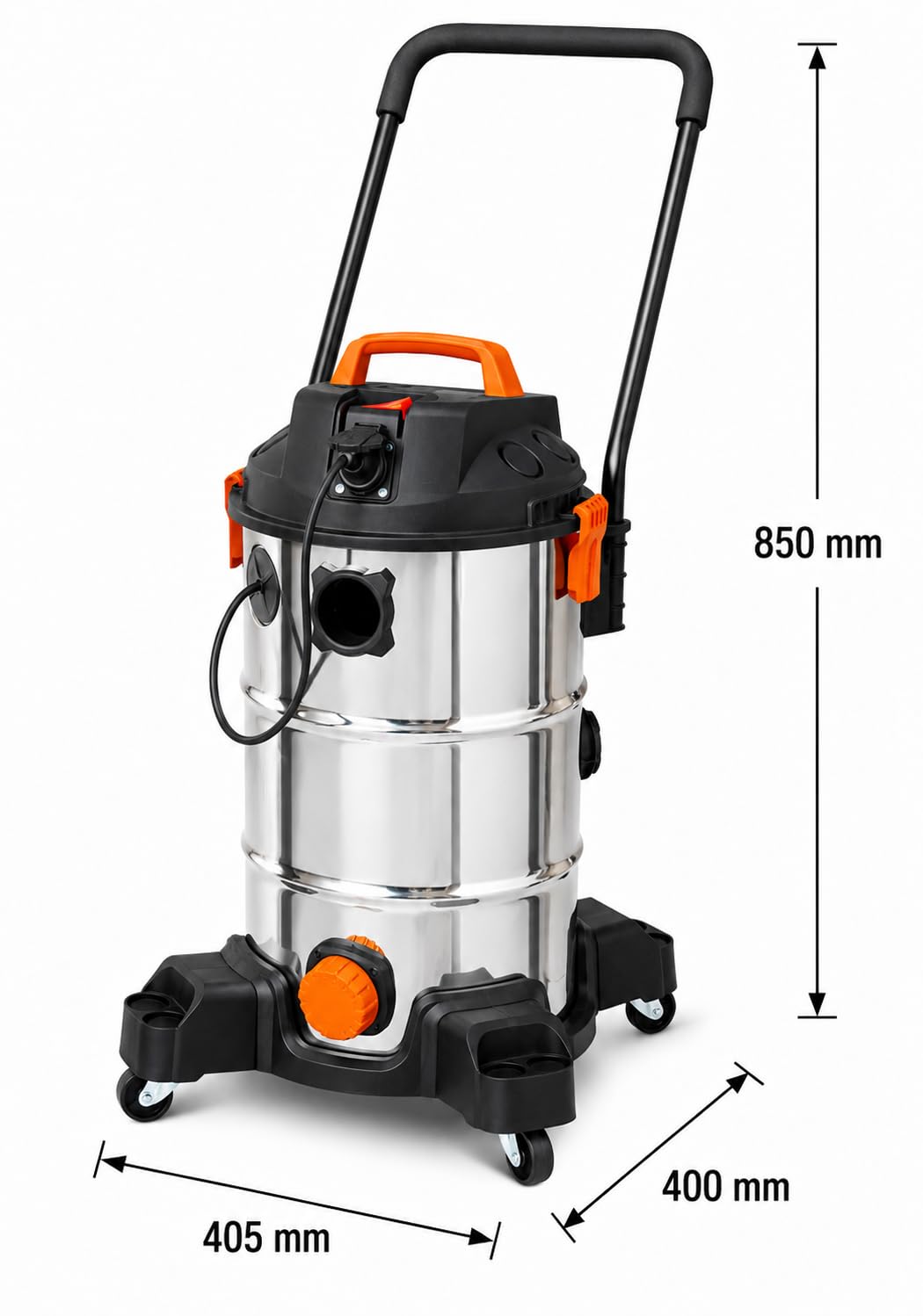 Strahlemann Aspirapolvere fango 1200 W, 35 l, aspirapolvere a secco/umido | Con pompa integrata per acque sporche per laghetti, piscine, cantine e officine