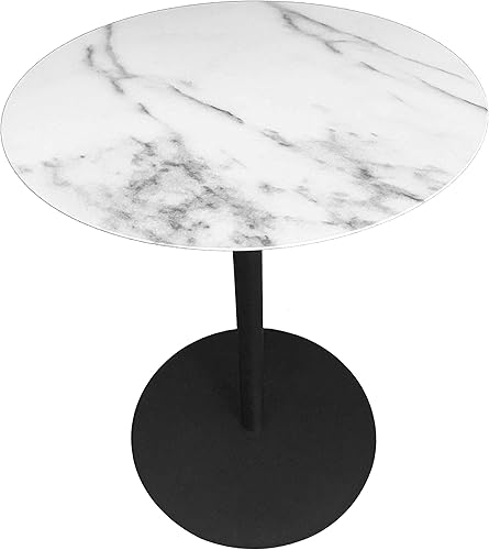 Miniatura 9 de Juego de mesa de centro redonda de metal de 3 piezas con acabado de mármol y marco de acabado de recubrimiento en polvo negro (18"20"30")