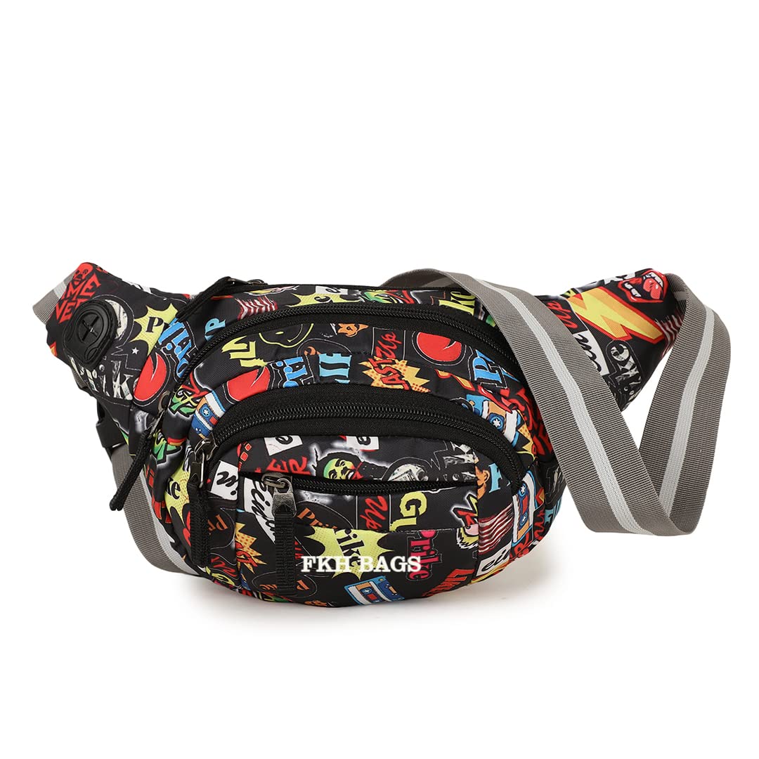 Fluffy Printed Waist Bag Elegant Style Travel Pouch Passport Holder with Adjustable Strap for Men Chest Fanny Pack Women Side Bag Hiking Trekking/Hand Purse/Mobile Bag/Official Gifts for Boys