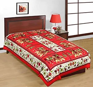 Indian Royal Fashion 100% Pure Cotton Red Colour 1 Single BedSheet Without Pillow Covers (Size :-60X90 Inches 152x229 cm)