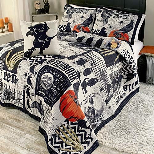 Nevermore Halloween Quilt Set with Pillow Shams - King