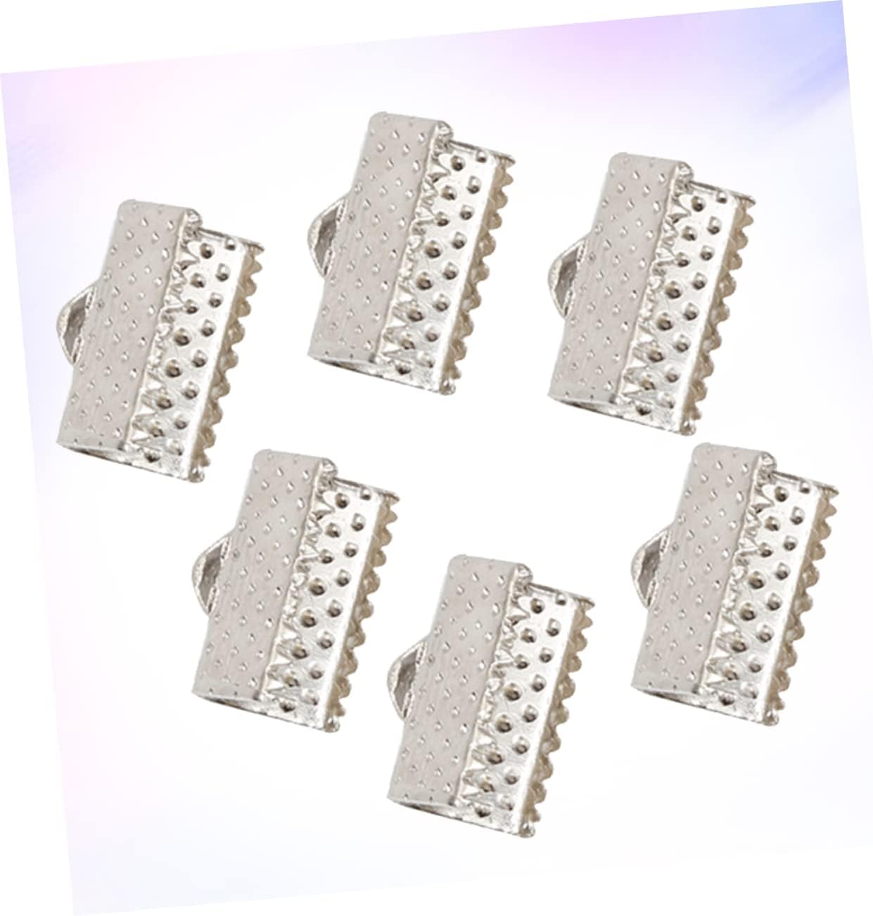 NUOBESTY 300pcs Crimp Caps Jump Rings Kit for Jewelry Plated Ribbon Ends Cord End Clamps Mazi Buckles Zipper Clips DIY Jewelry Making