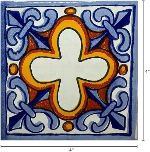 Miniatura 6 de Cerámica Talavera Azulejo Mexicano 4x4", 9 Piezas (NO Adhesivos) Calidad de Exportación A1! - EX406