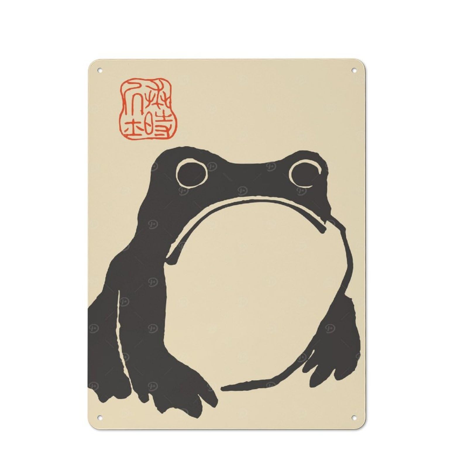 Junmoney Style-16 Shop Front Style Matsumoto Hoji Grumpy Frog Cafe Metal Sign 40X30cm, Bistro Wall Plaque For Tea Room, Shop Wall Or Breakfast Area