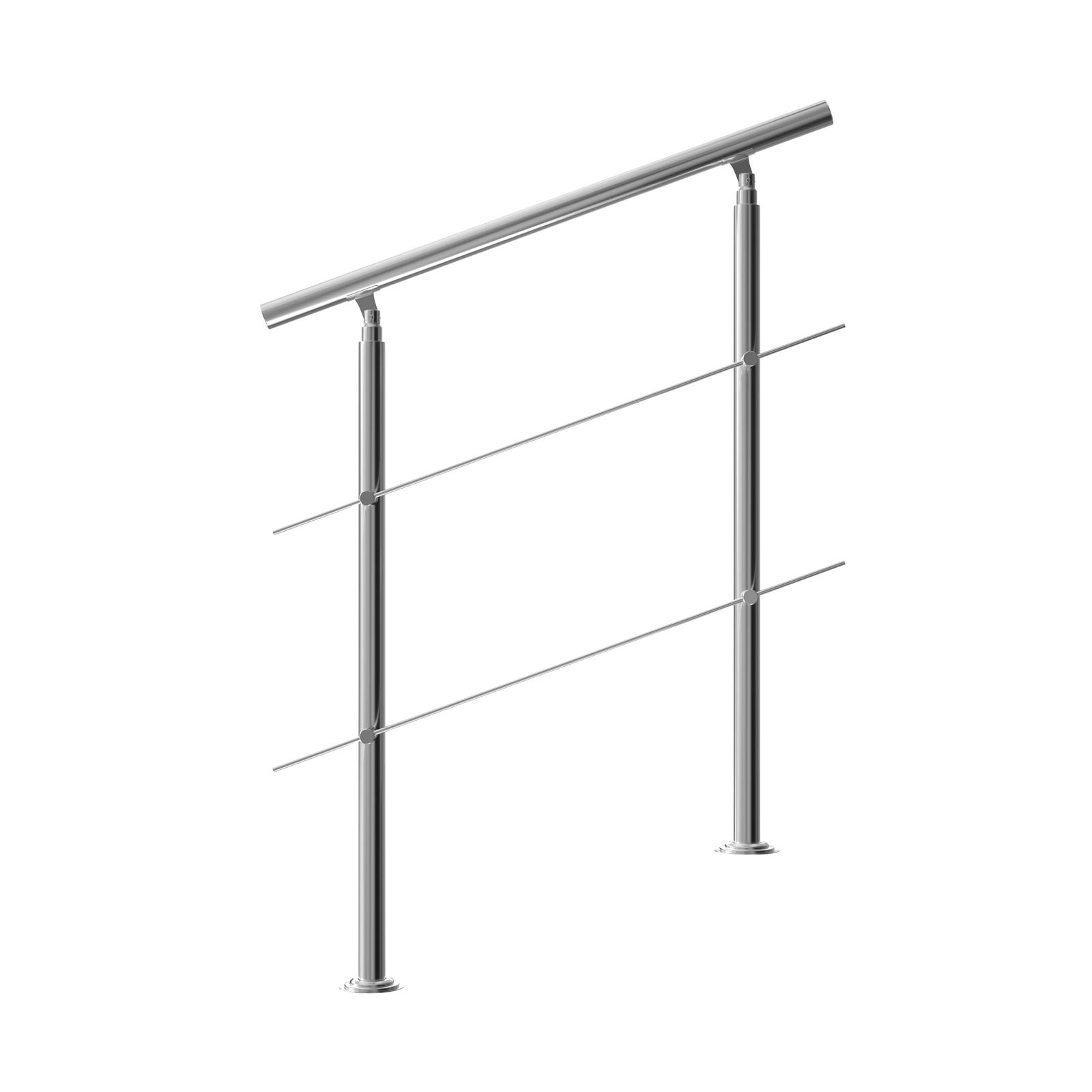 Monzana 2 Cross Braces Monzana® 100Cm Stainless Steel Grab Rail Indoor Outdoor Handrail Hand Rail For Stairs | Adjustable Stair Banister Rails | Hand Rails For Outdoor Steps | Brushed Tubular Design | With 2 Crossbars