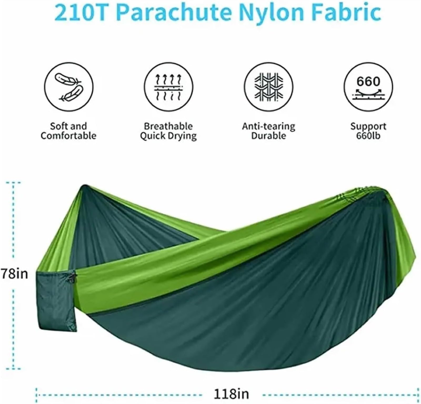 Hamaki na zewnątrz Camping Essentials przenośny hamak 305 x 180 cm, podwójny hamak na zewnątrz, piesze wycieczki i turystyczny hamak kempingowy (A)