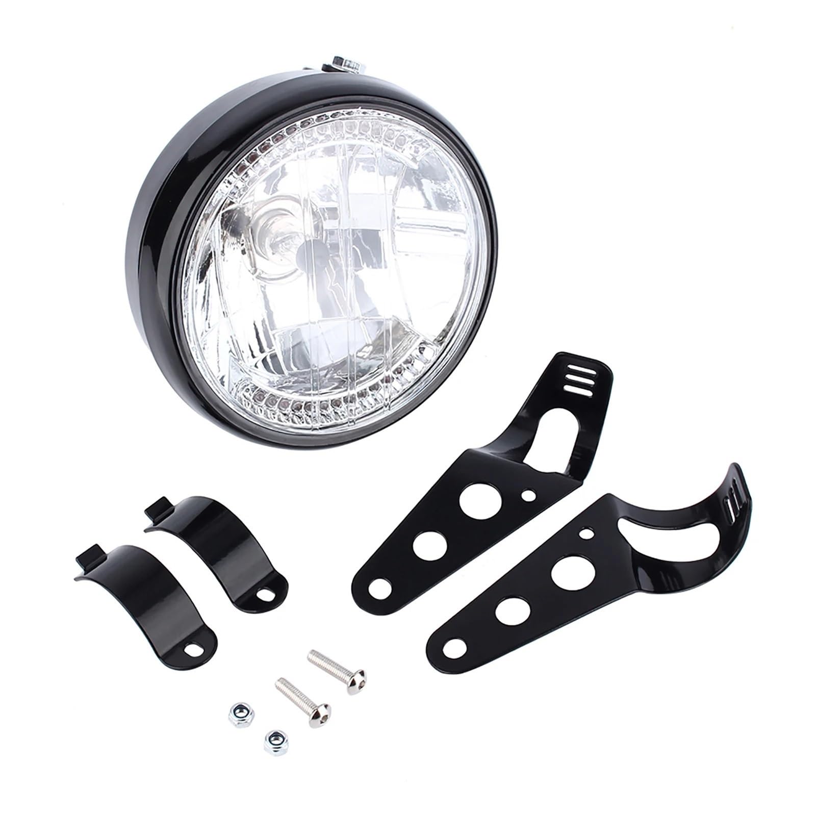 Pomocnicze Reflektory Motocyklowe 7" Uniwersalna okrągła żółta lampa LED 12V H4 35W do motocykla z czarnym uchwytem reflektory przednie