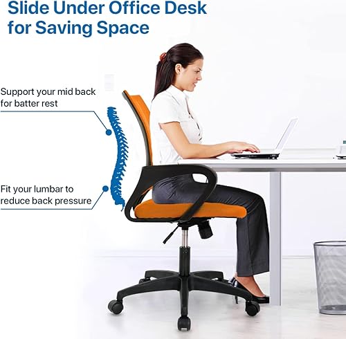 Miniatura 6 de Silla ergonómica de oficina, silla de escritorio para computadora, respaldo medio, silla de oficina de malla con respaldo y reposabrazos de altura