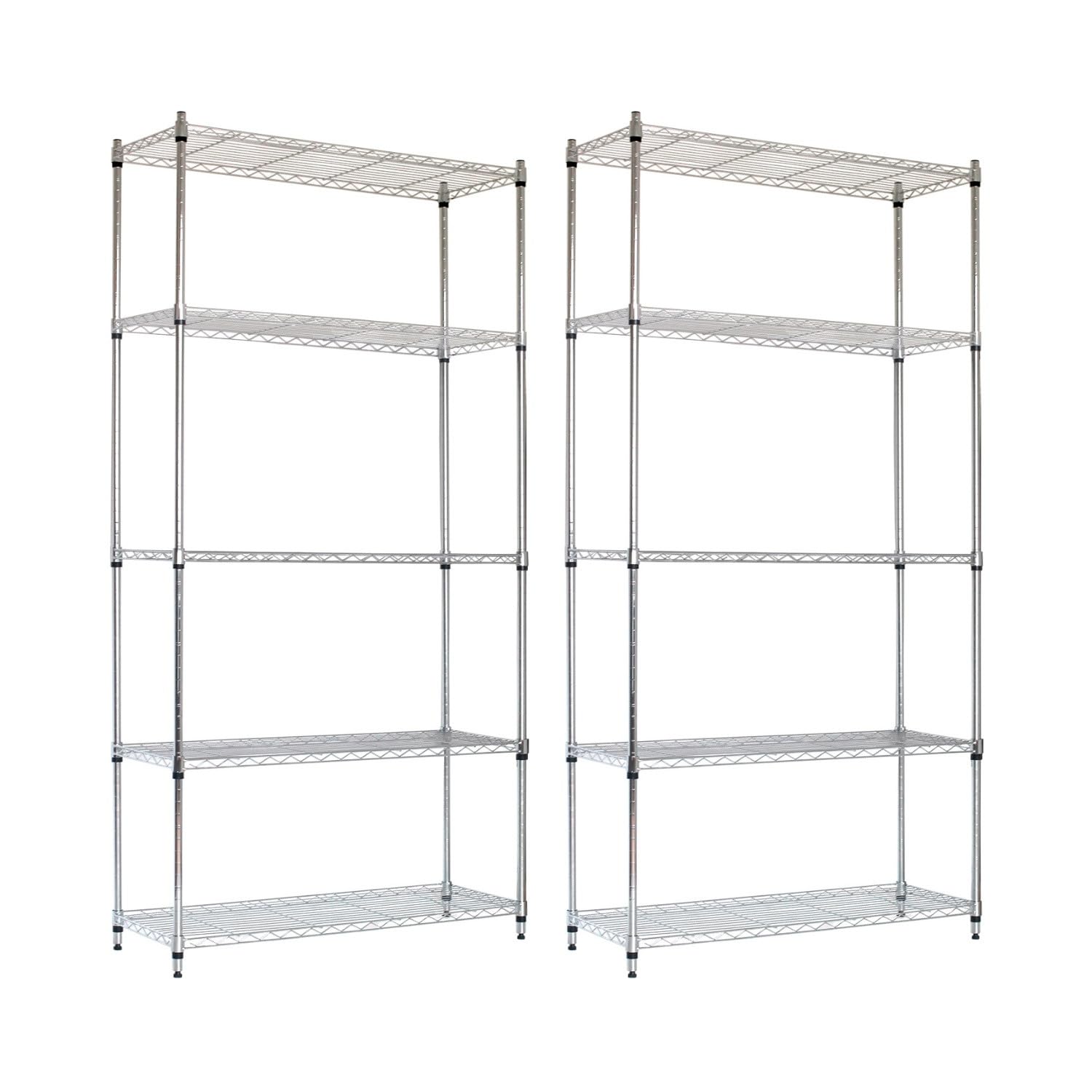 THINIA HOME Pack 2 Estanterías Metálicas con 5 Baldas Ajustables 182.8x91.4x35.5cm 400Kg