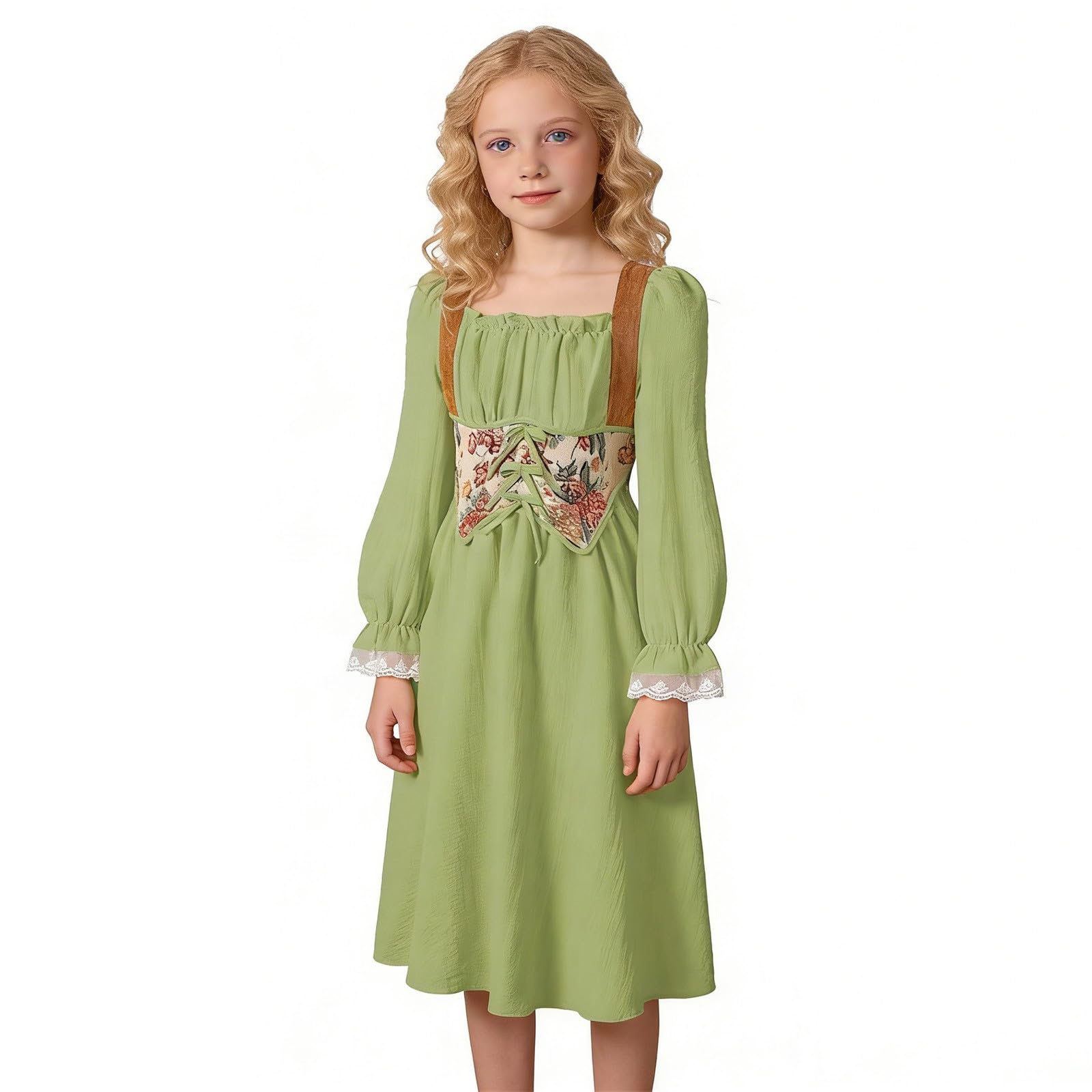 Girls Dress French Palace Medieval Vintage Long Sleeve Princess Dress Elegant Quality Spring Autumn 7-12 Years