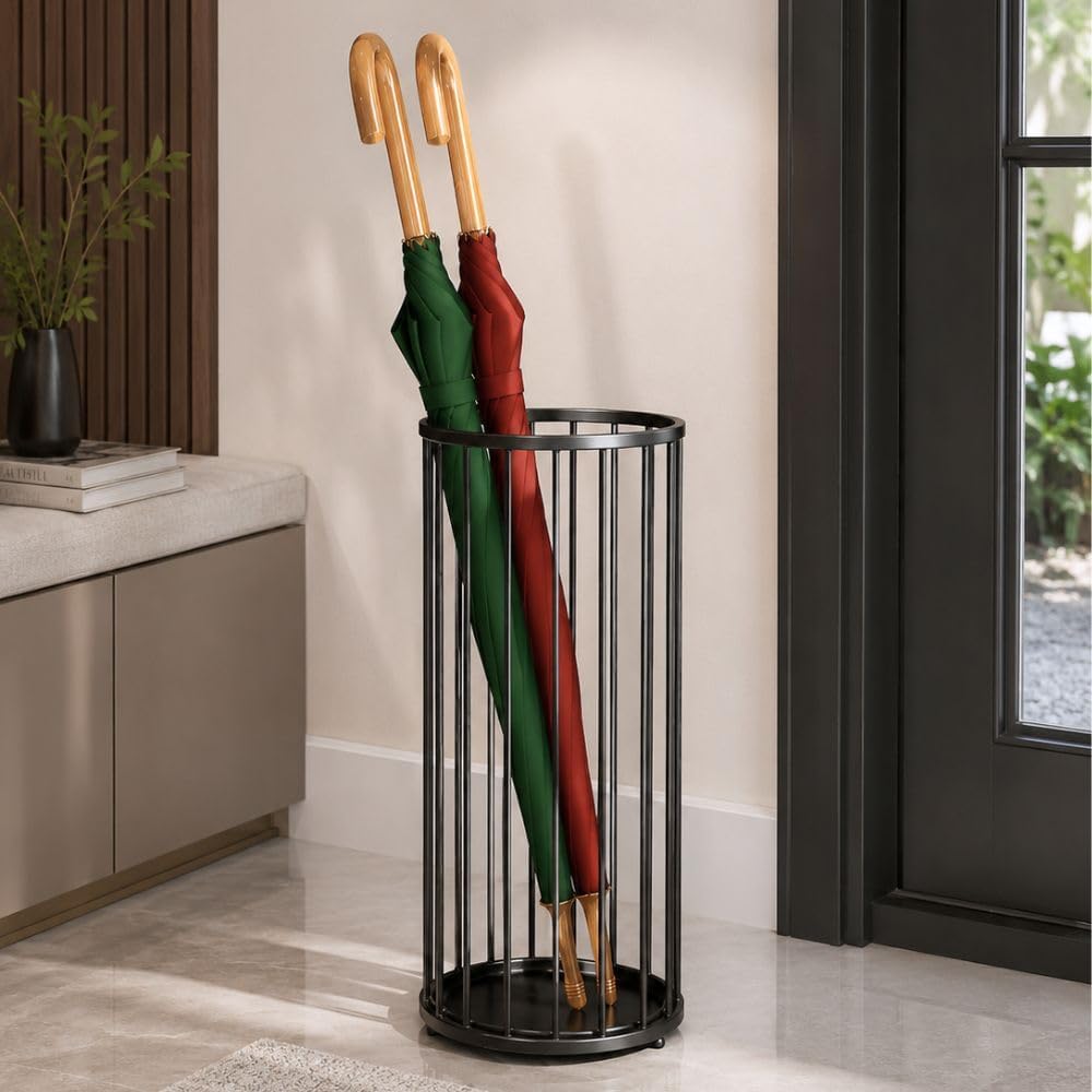 NEUMARK Wrought Iron Umbrella Stand Rack,Free Standing Umbrella Holder For Canes,Walking Sticks Rustproof And Easy To Clean,Home,Office,24 Cm,54 Cm,24 Cm (Black)-image-28