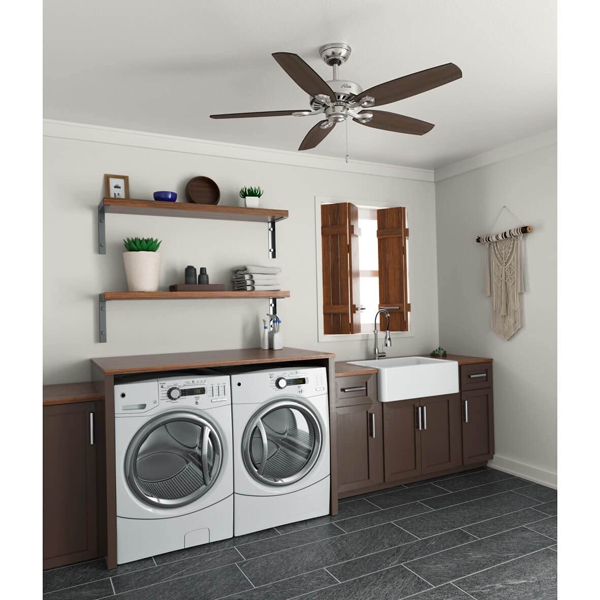 Hunter Fan Builder Elite - Ventilador de techo, 66 W, color niquel pulido