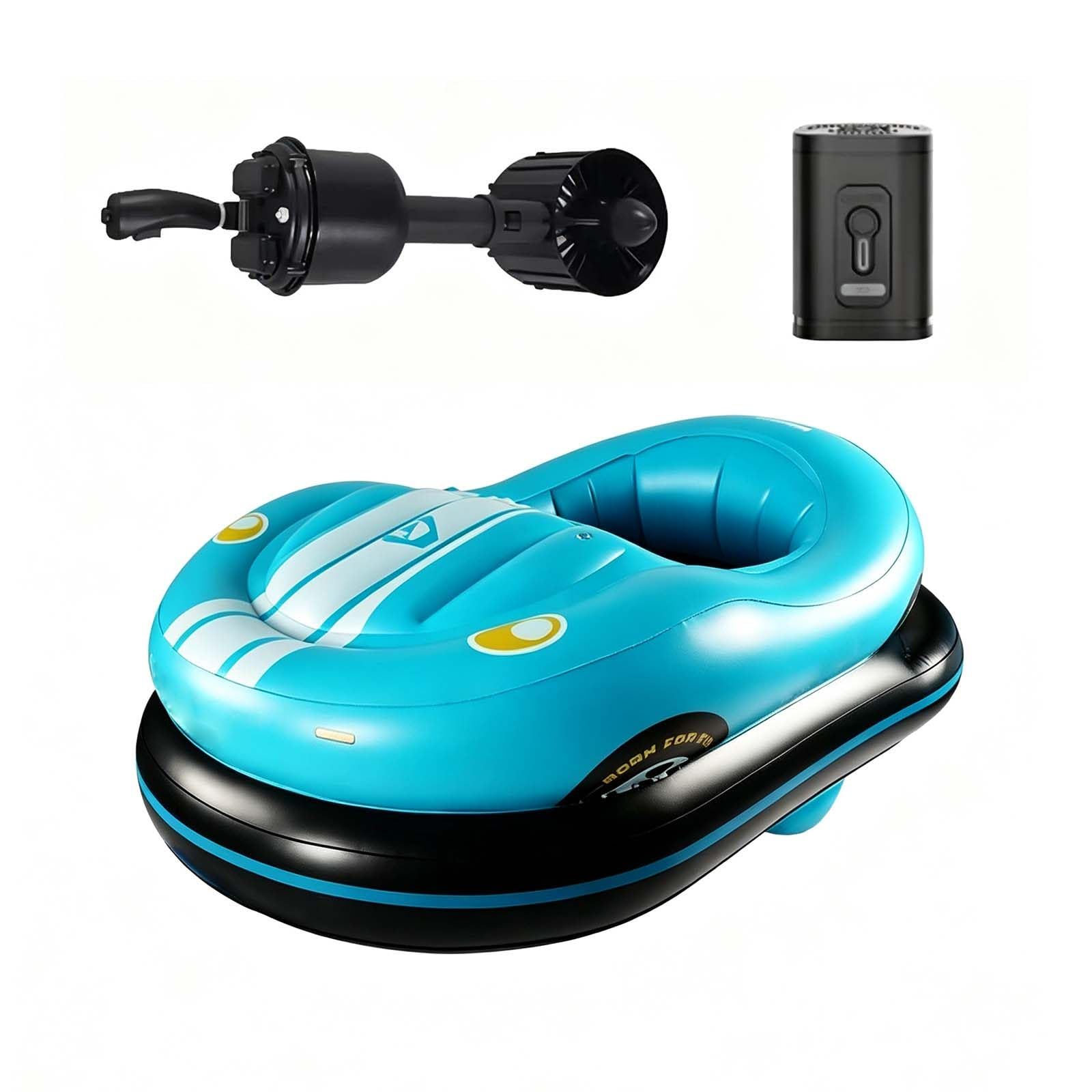 QFGain Inflatable Water Bumper Boat for Lake River, 360° Direction Control, Electric Blue