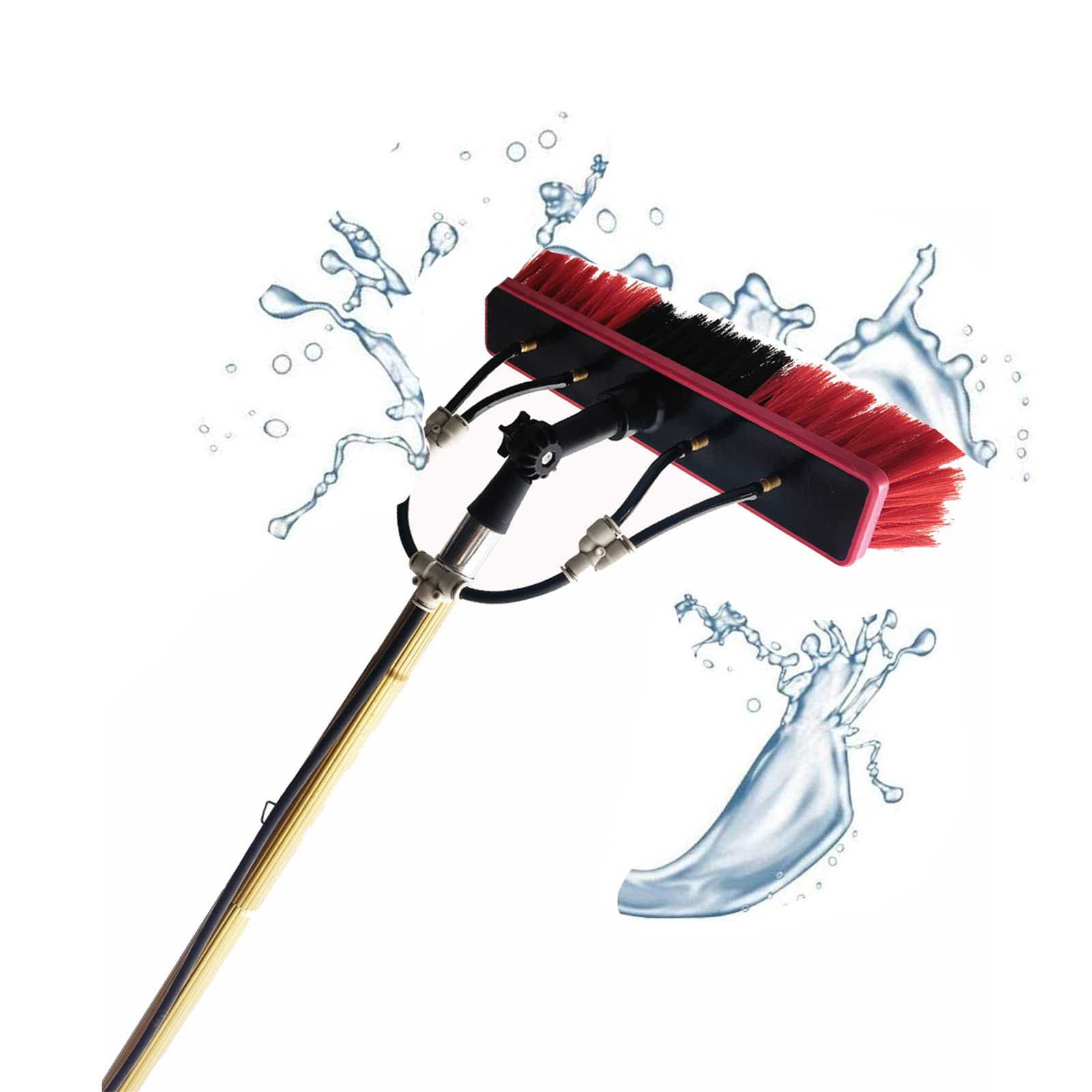 Limpiador fotovoltaico, pértiga para Limpiar Ventanas, Kit de pértiga con Suministro de Agua, Cepillo para Limpiar Ventanas con Mango extendido y Manguera de Agua, Kit de