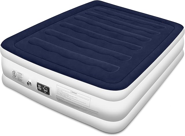 Luxury Air Bed Fold up Blow up Double AirBed, Queen Size Self Inflatable Air Mattress with Built-in Pump, Premium Flocked , Suitable for Guests/Moving Home/Camping, Perfect for Adults & Kids-9kg