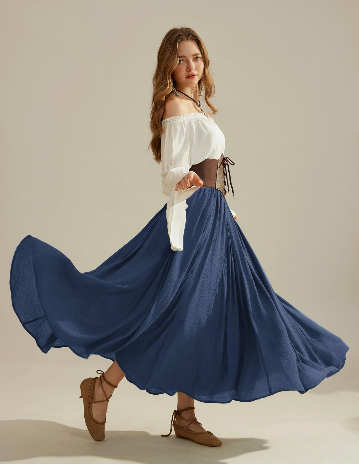 Scarlet Darkness Women Maxi Skirt Jupe Femme (Lot de 1) | Poches, ligne A, taille haute élastique, pour l'été, décontracté, vacances, Ren Faire