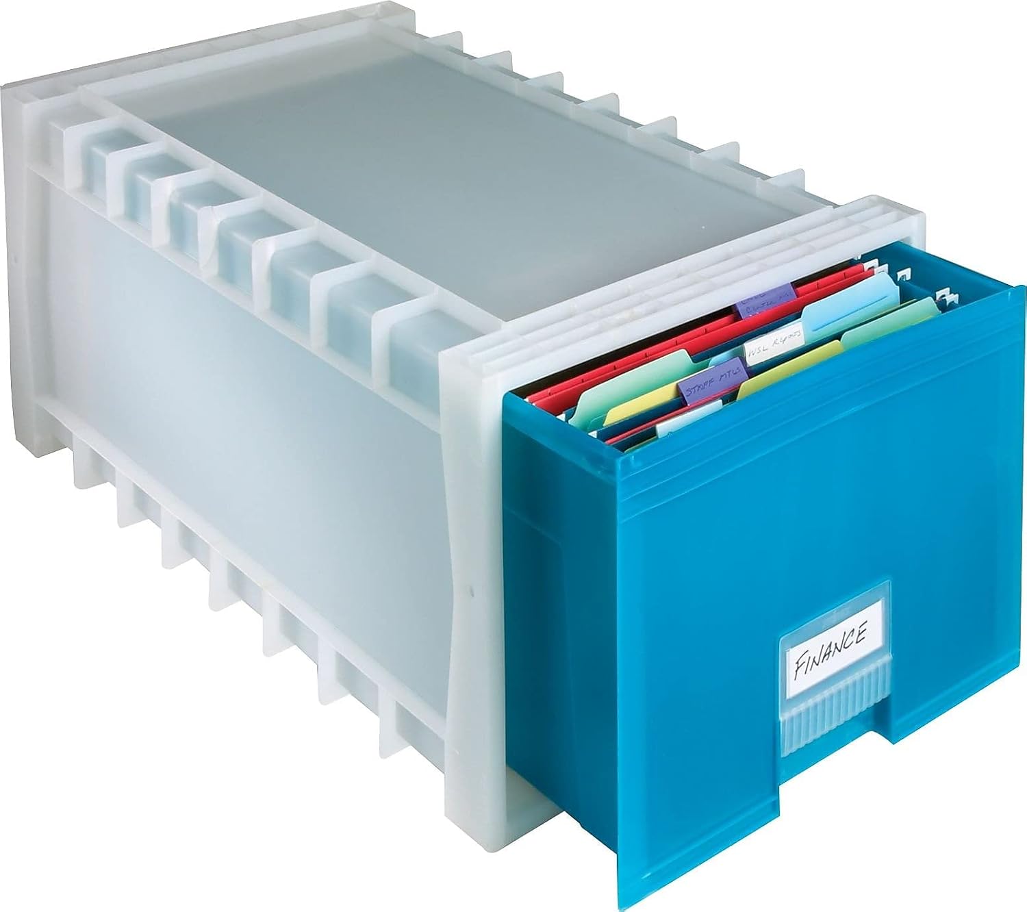 Storex Archive Storage Drawers, Letter/Legal Files, 15.13 X 24.3 X 11.38, Frost/Aqua
