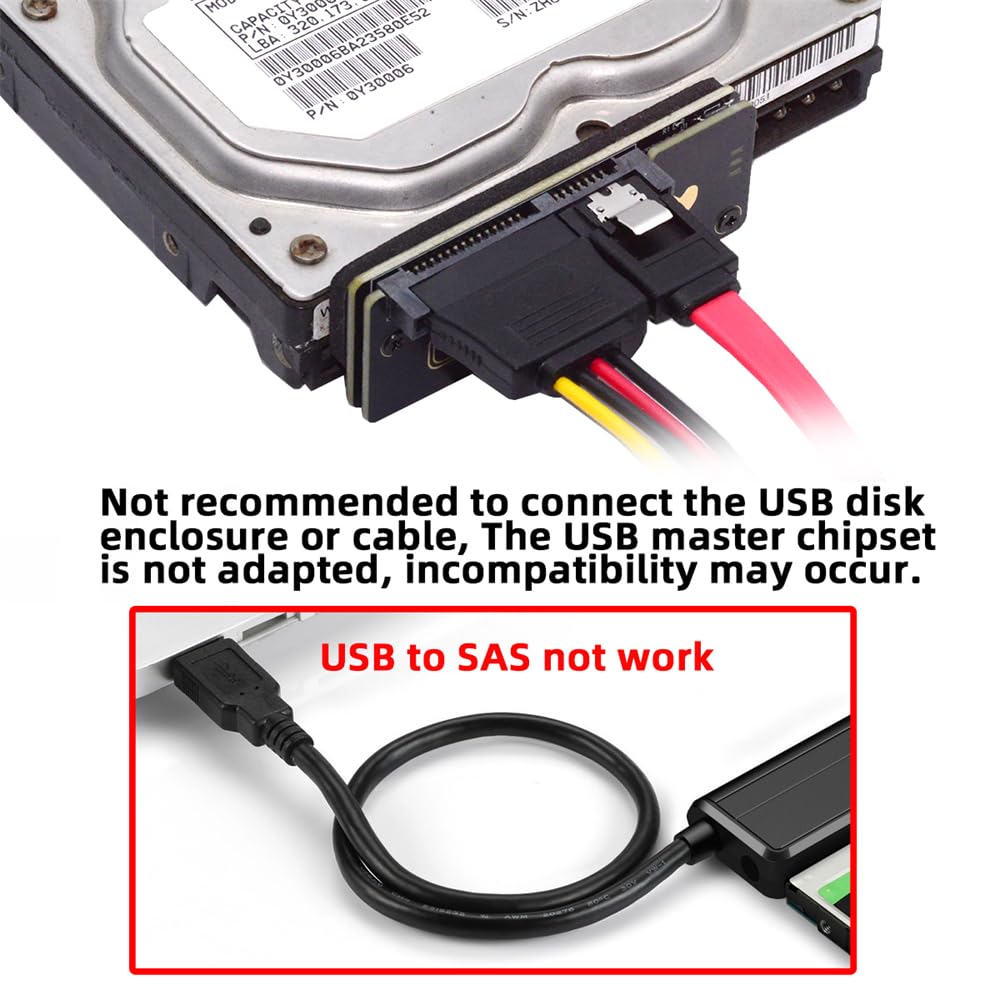 Adattatore RAID per disco rigido SATA SFF-8482 SAS 29 pin a 7+15 22 pin con chipset e porta di alimentazione