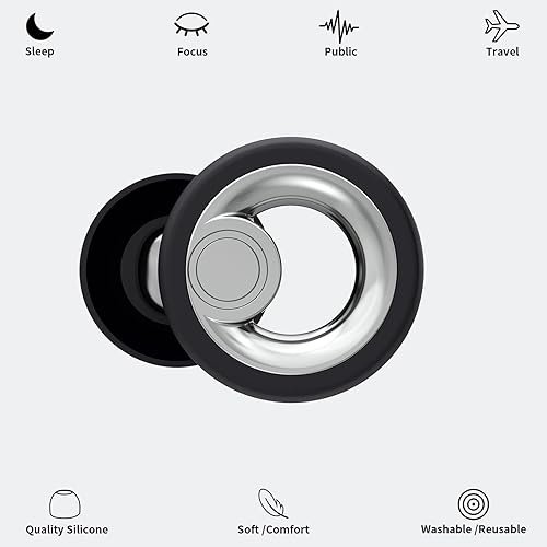 Miniatura 9 de Tapones para los oídos para cancelación de ruido, tapones para los oídos para dormir, 8 pares de almohadillas en XS, S, M, L -30 dB tapones de