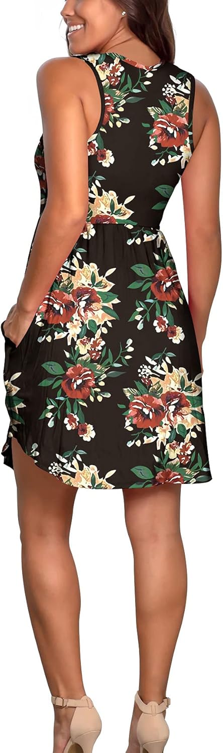 Atizon Casual Summer T Shirt Dress for Women V Neck Swing Elastic Tunic Short Sundress with Pockets - Image 4