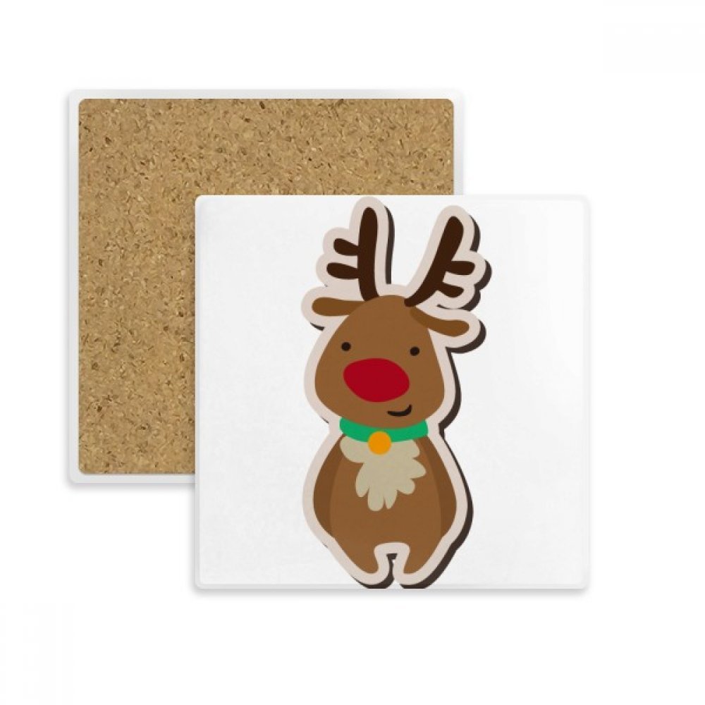 Tasse coaster porte-absorbant motif élan de Noël carré multicolore